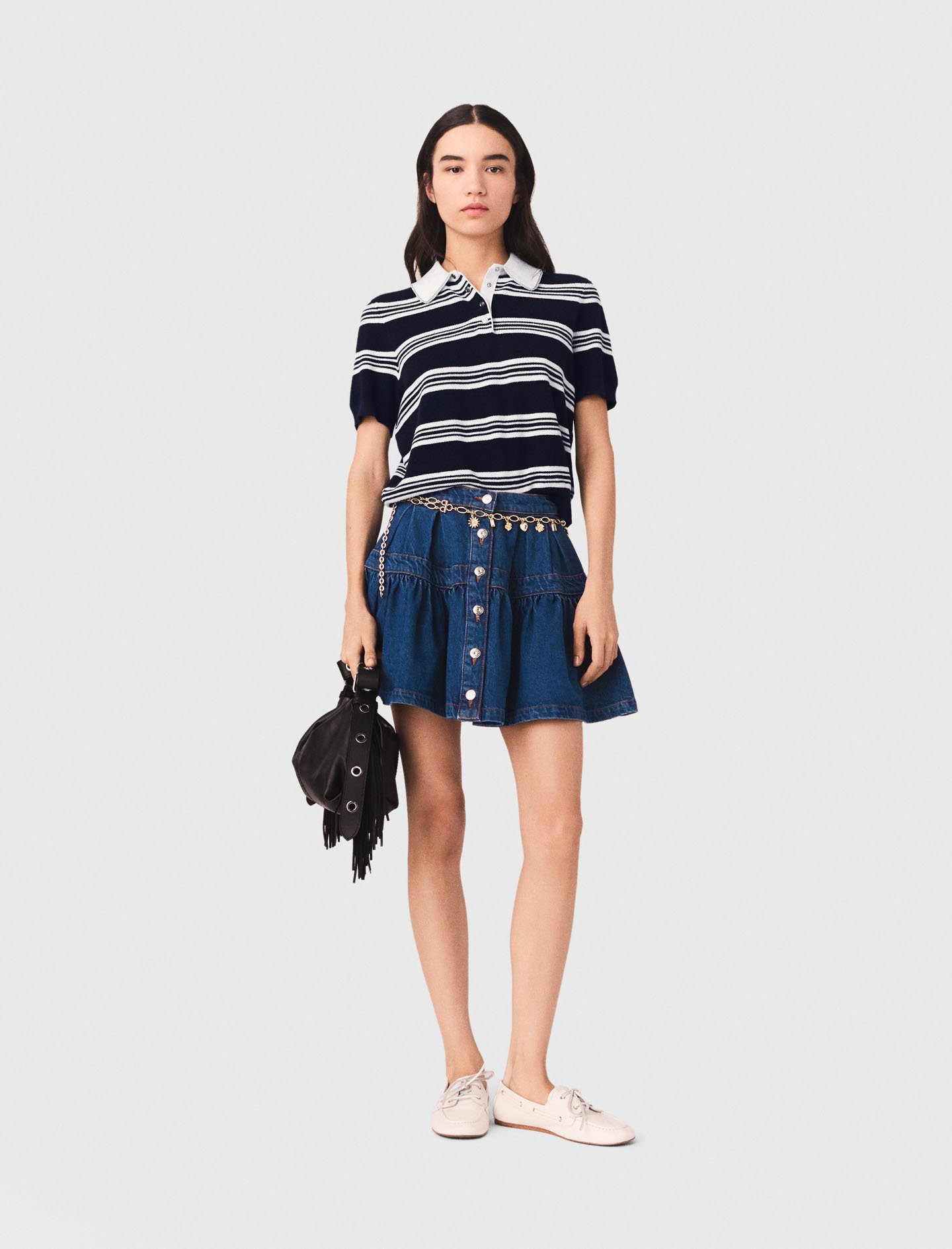 Woman's cotton Short denim skirt for Spring/Summer, size Extra Extra Large, in color Blue /