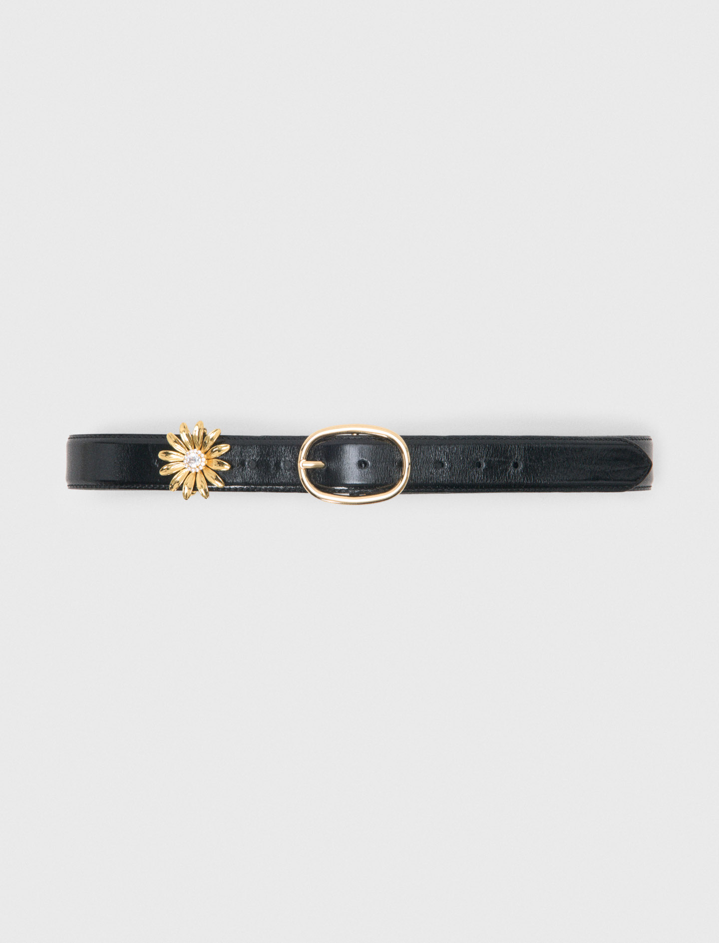Woman's leather Leather belt with removable jewel for Spring/Summer, size Large, in color Black /