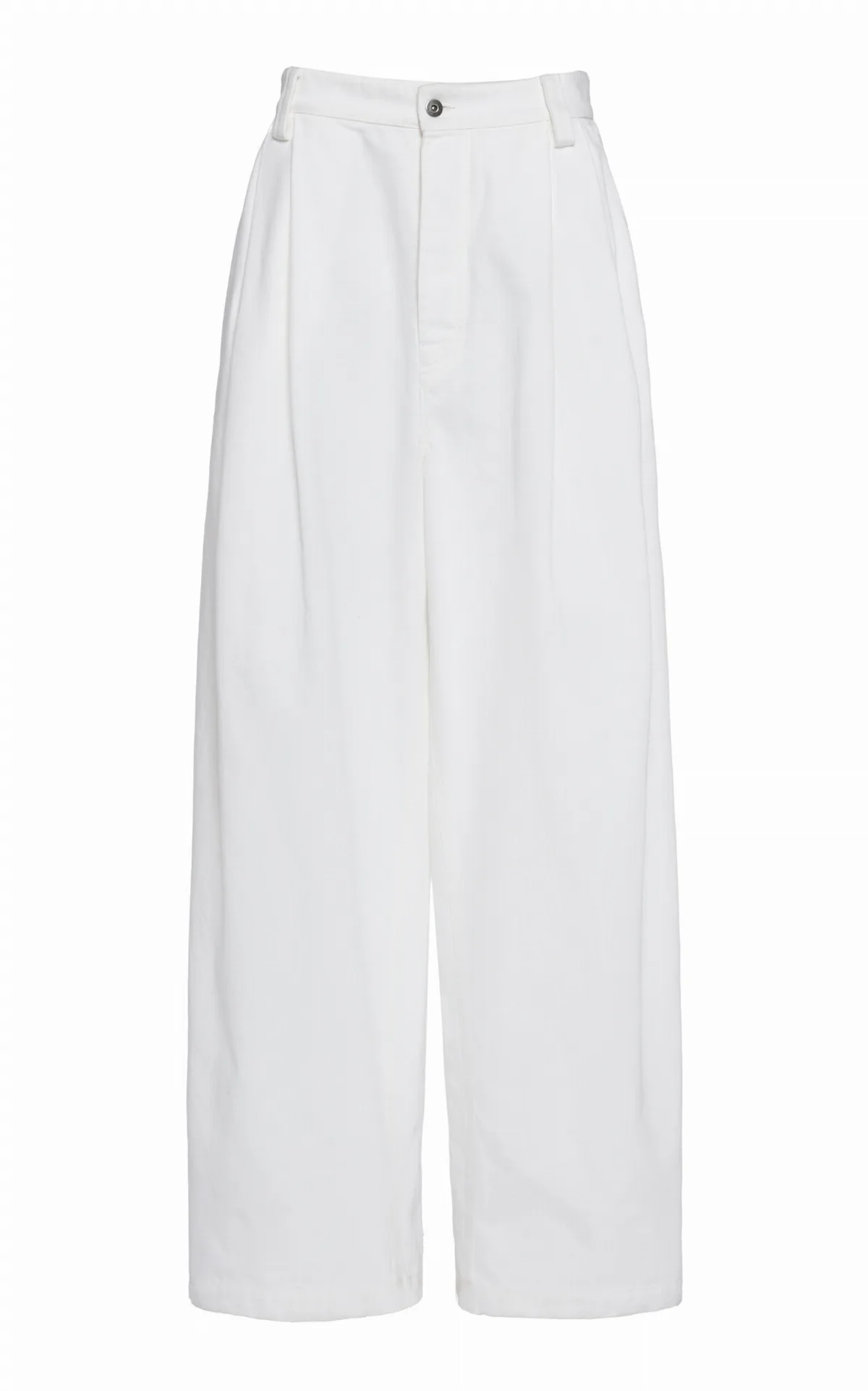 Pleated Denim Wide-Leg Trousers