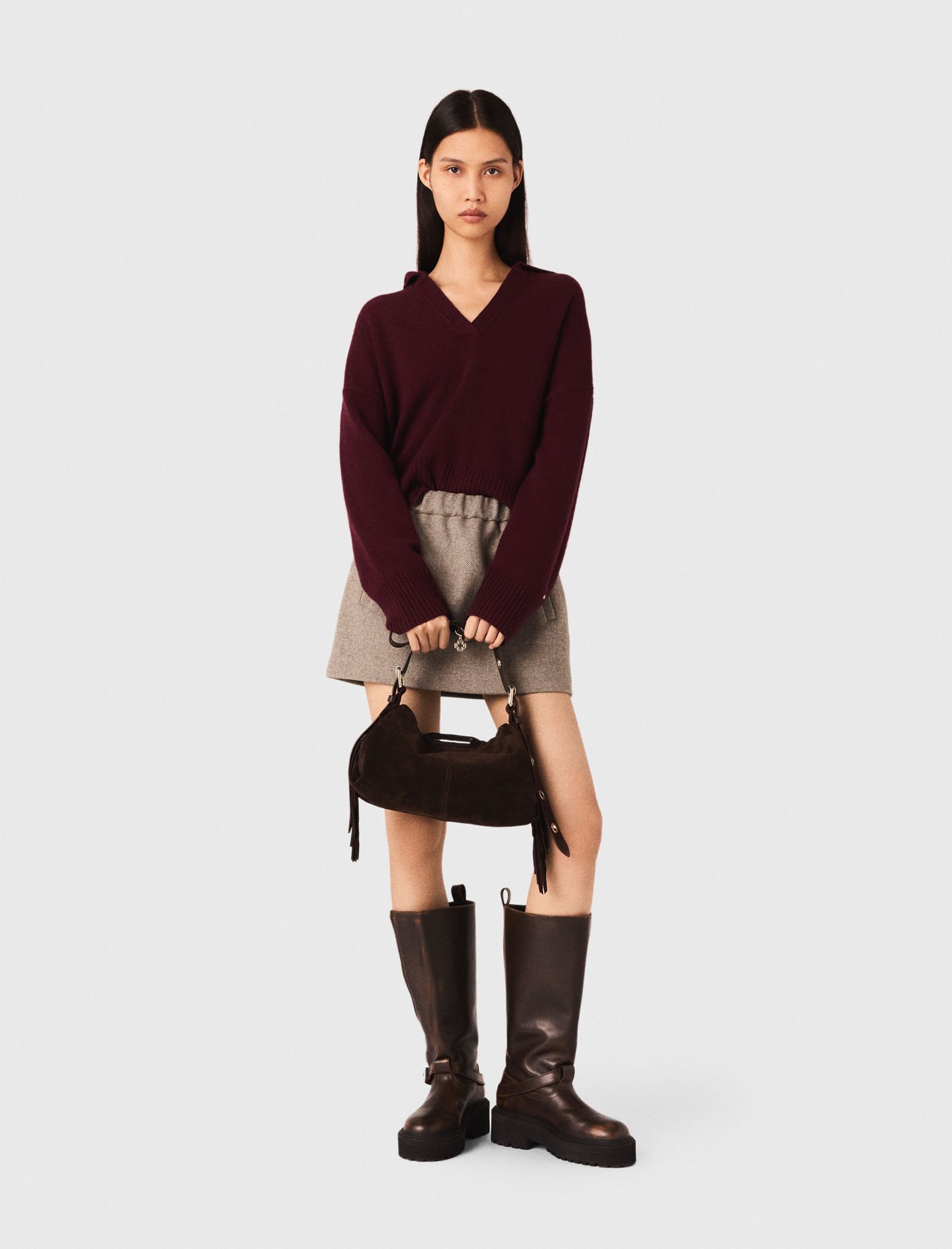 Woman's wool Short wool blend skirt for Fall/Winter, size Medium, in color Beige /