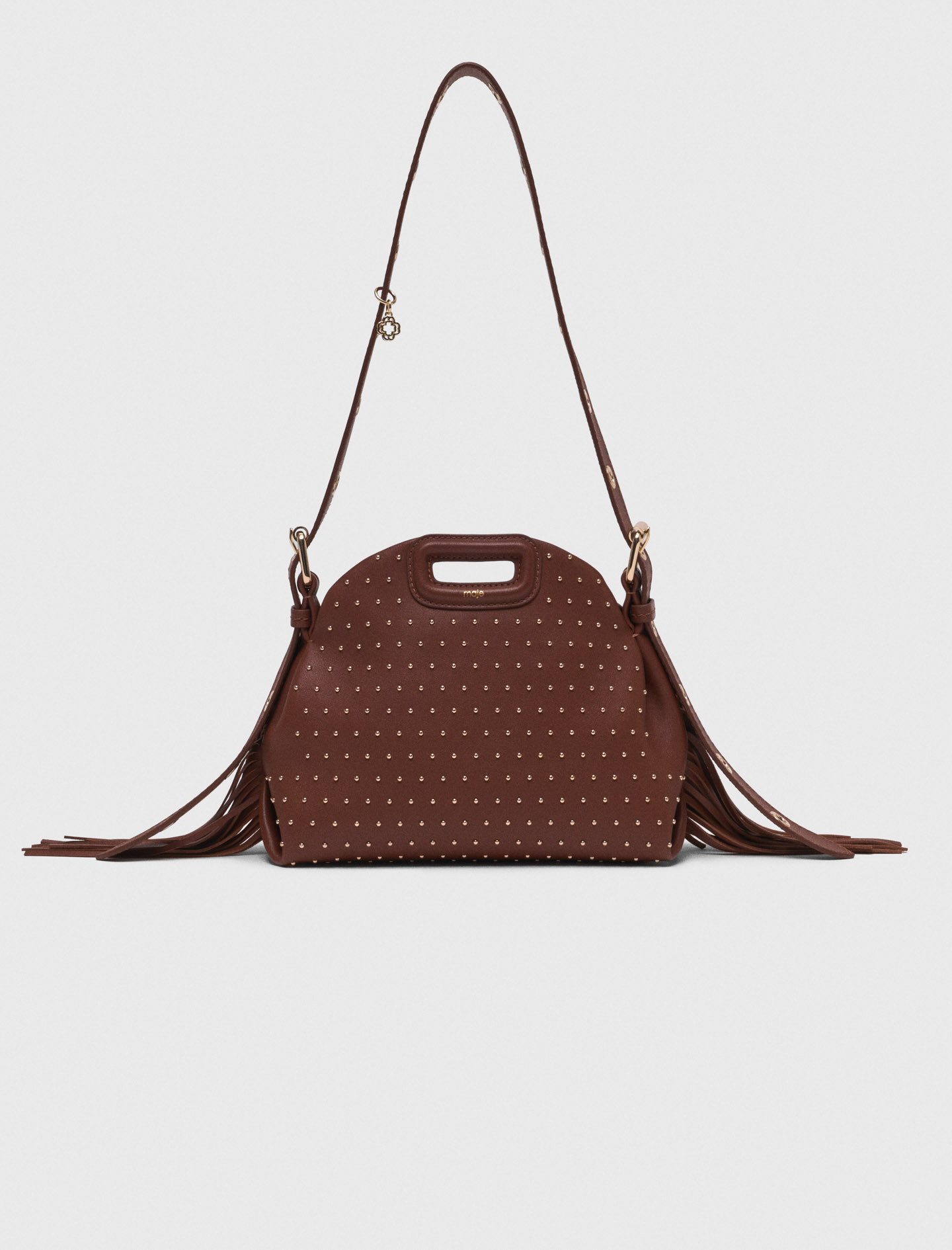 Woman's leather Miss M mini leather studded bag for Fall/Winter, size One Size, in color Brown /
