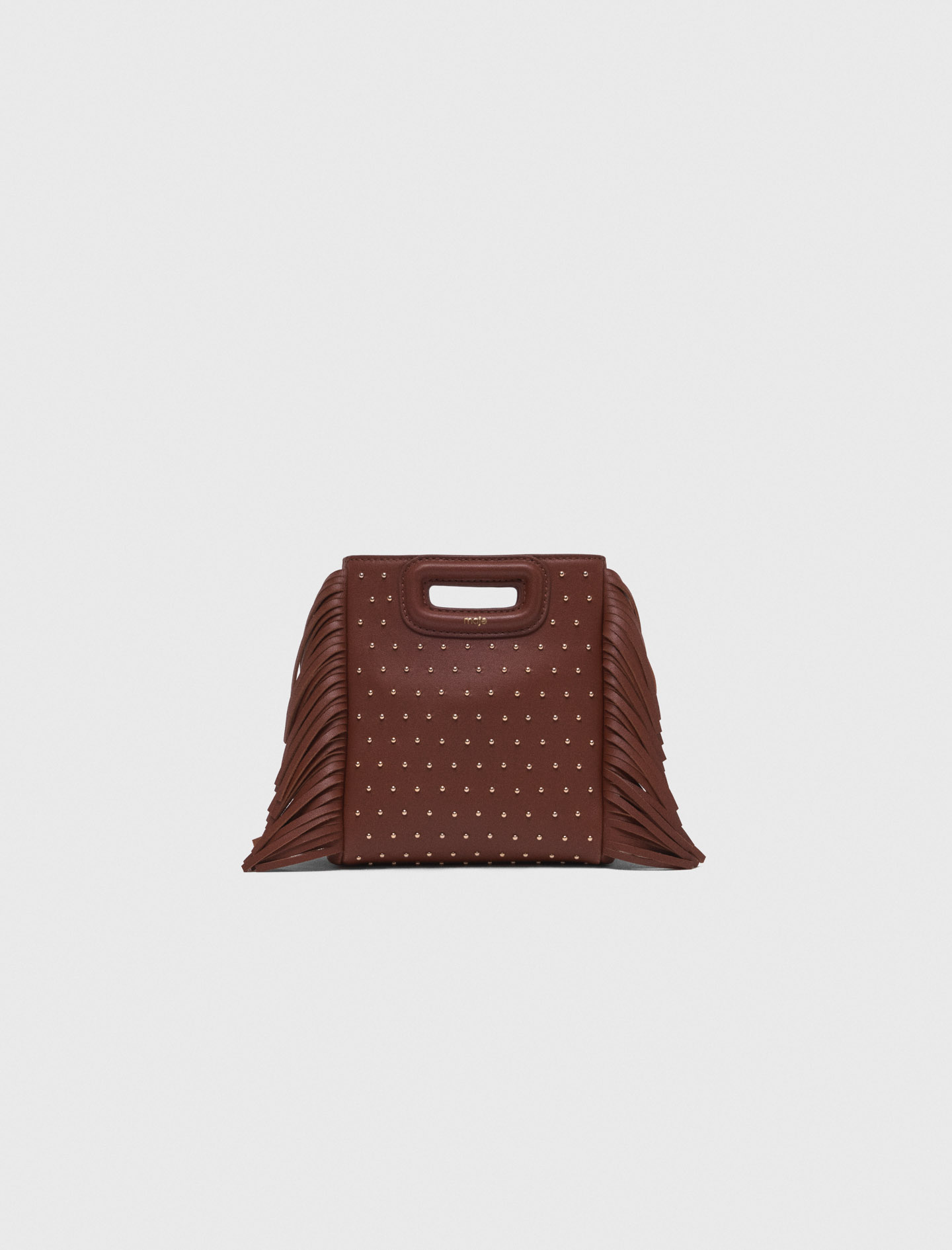 Woman's polyester Leather M mini bag with studs for Fall/Winter, size One Size, in color Brown /