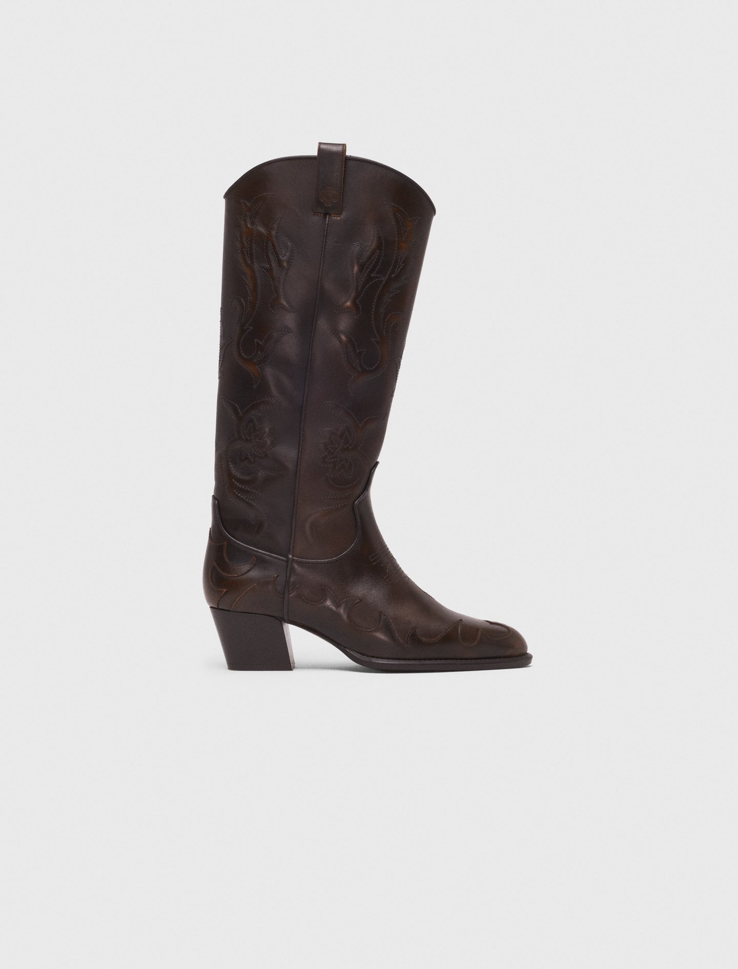 Woman's leather Leather cowboy boots for Fall/Winter, size 7.5, in color Brown /
