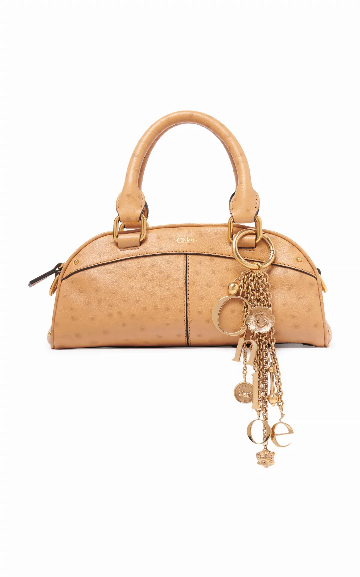 Charm-Detailed Calfskin Bowling Bag