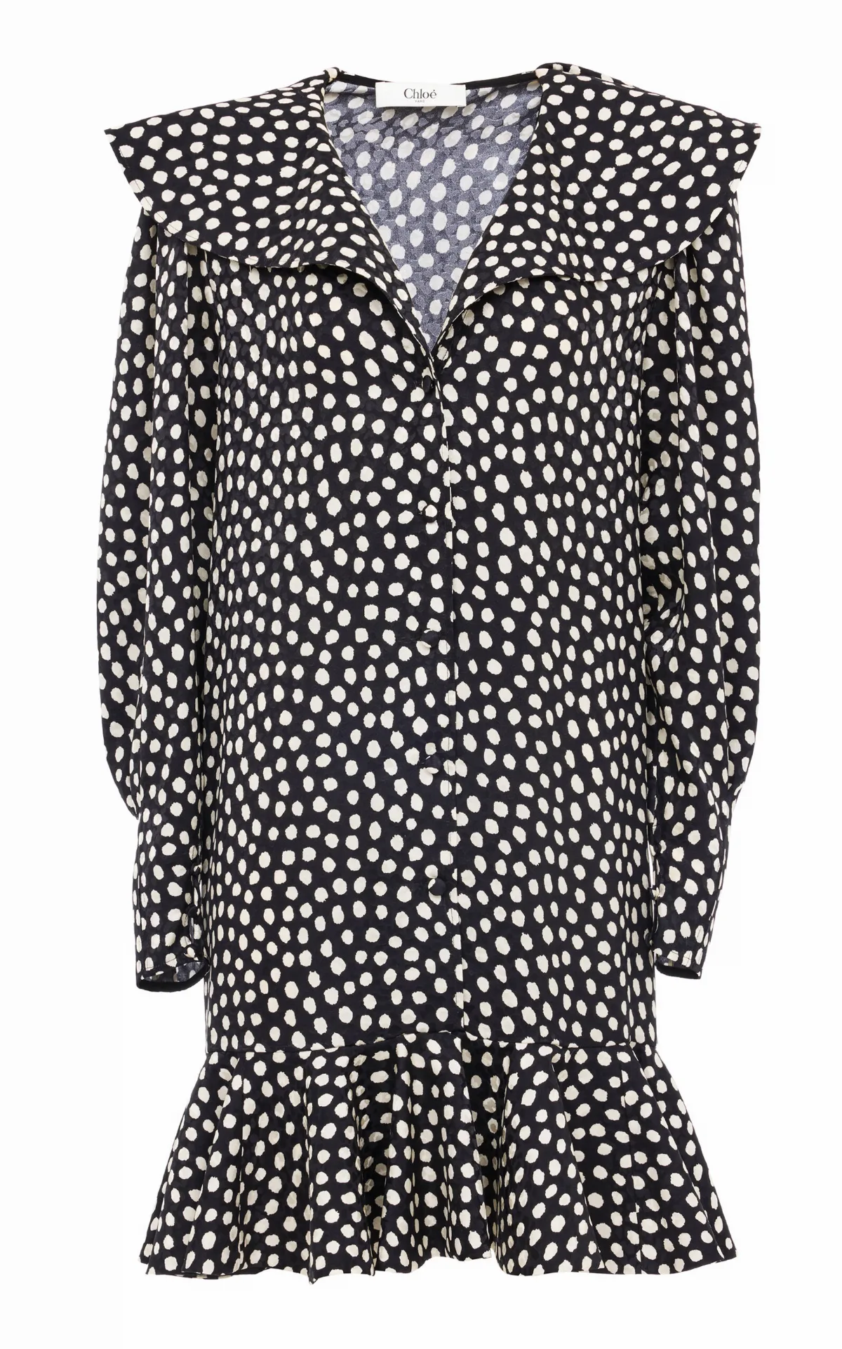 Polka-Dot Silk Jacquard Mini Dress