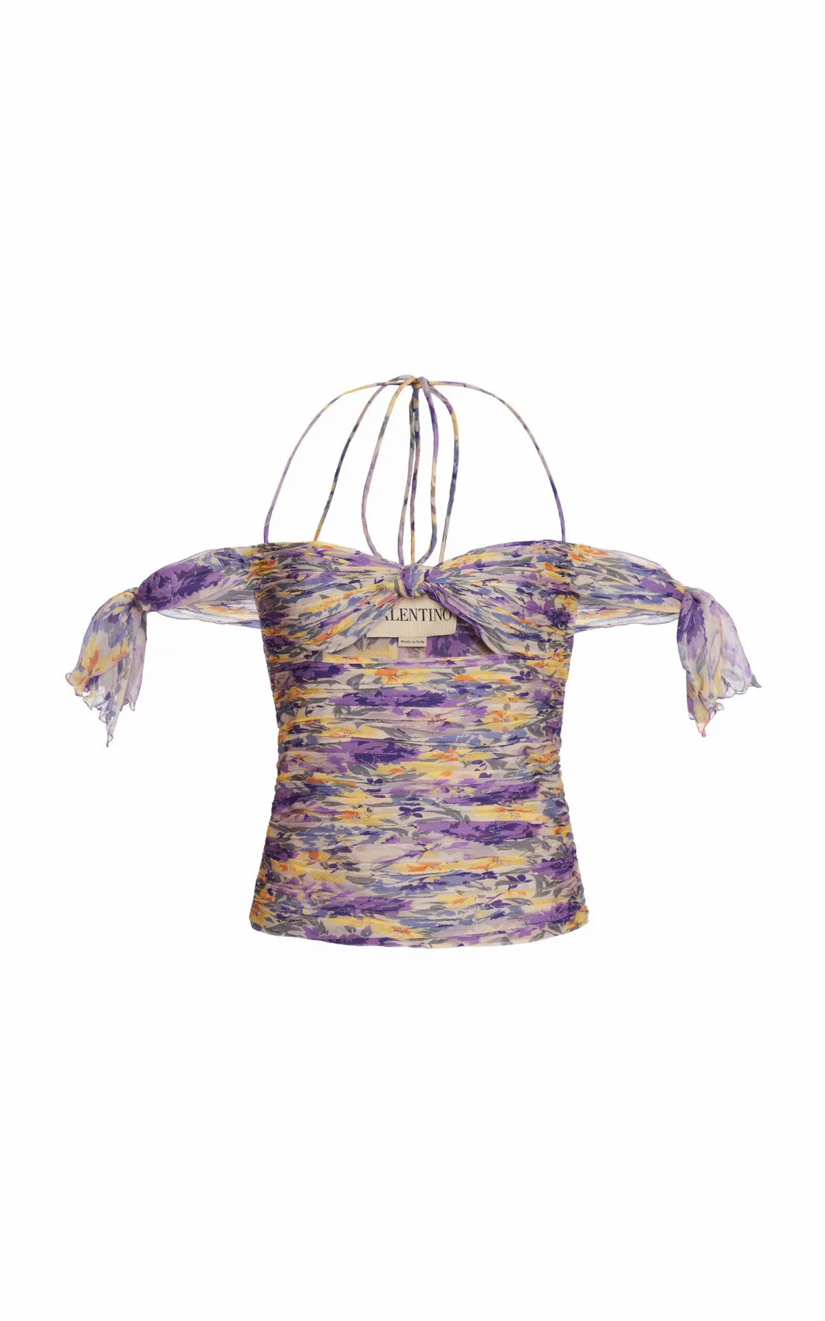 Flowerism Pleated Silk-Crepe Top