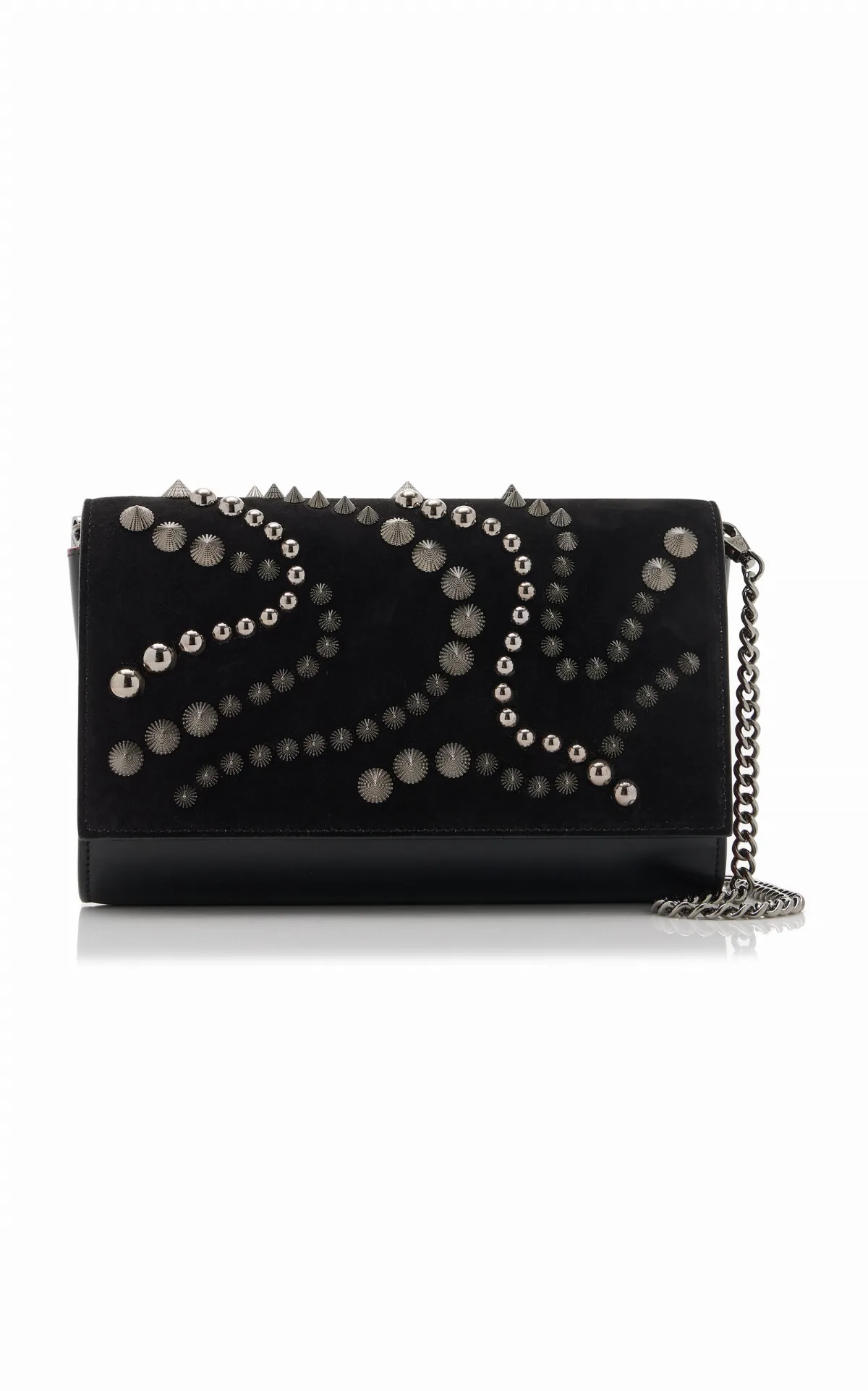Paloma Spike-Embellished Suede; Leather Clutch