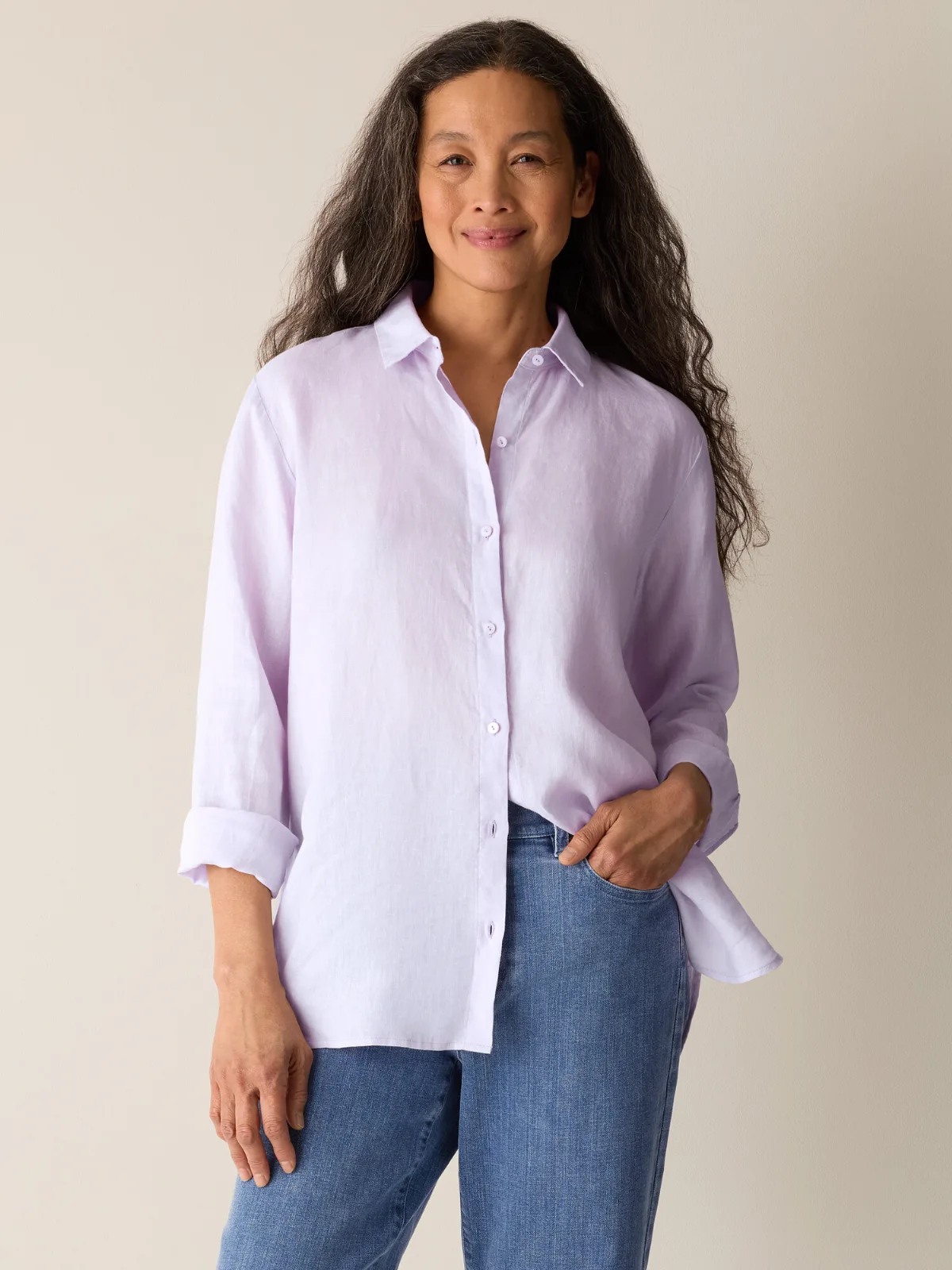 Organic Handkerchief Linen Classic Collar Shirt