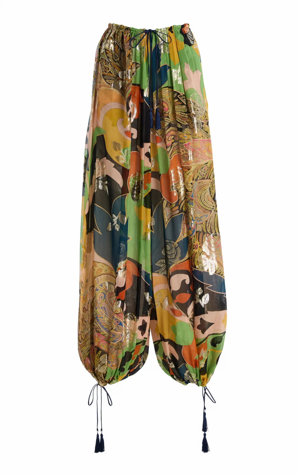 Metallic Silk Balloon Pants