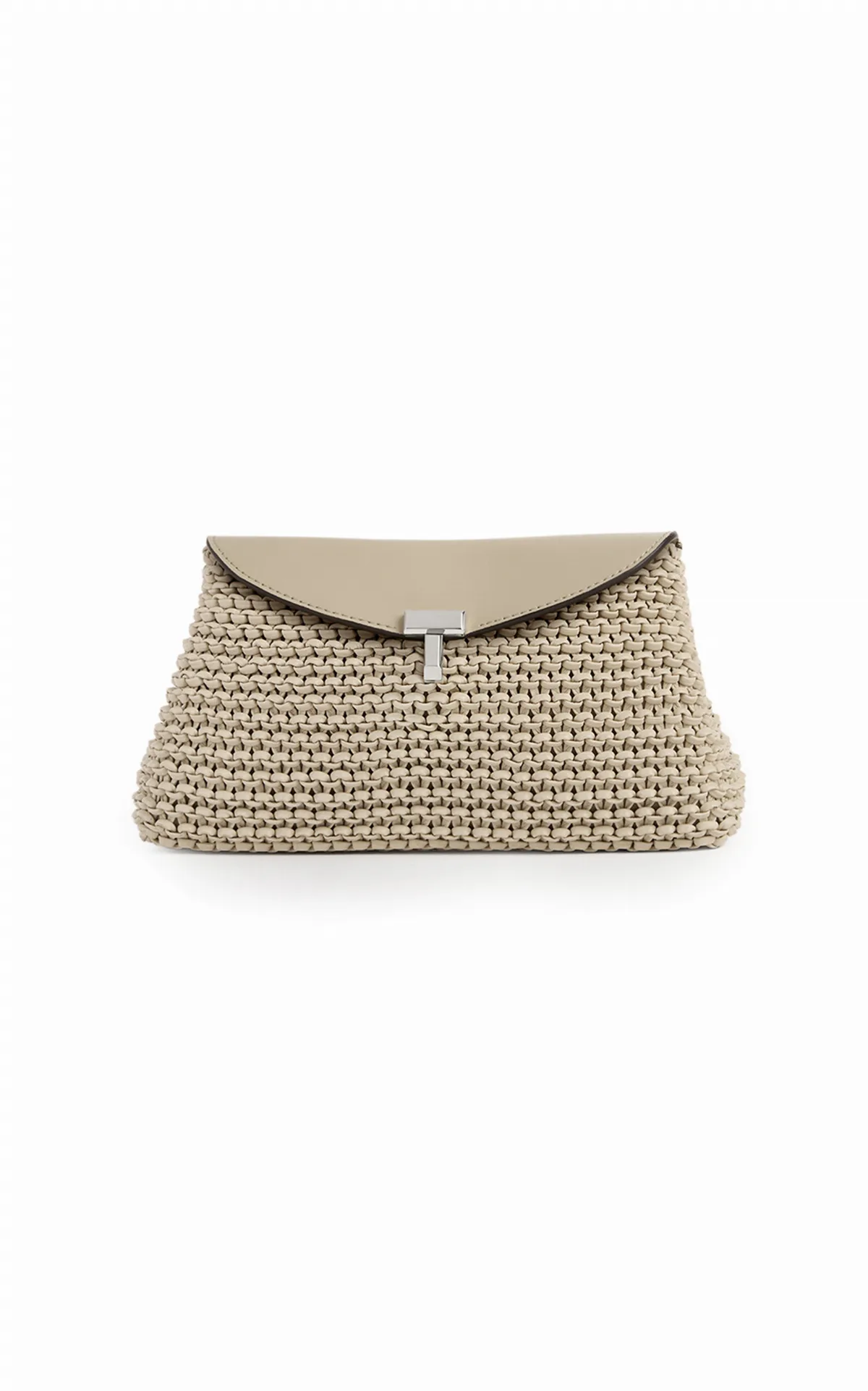 Mini T-Lock Woven-Leather Clutch