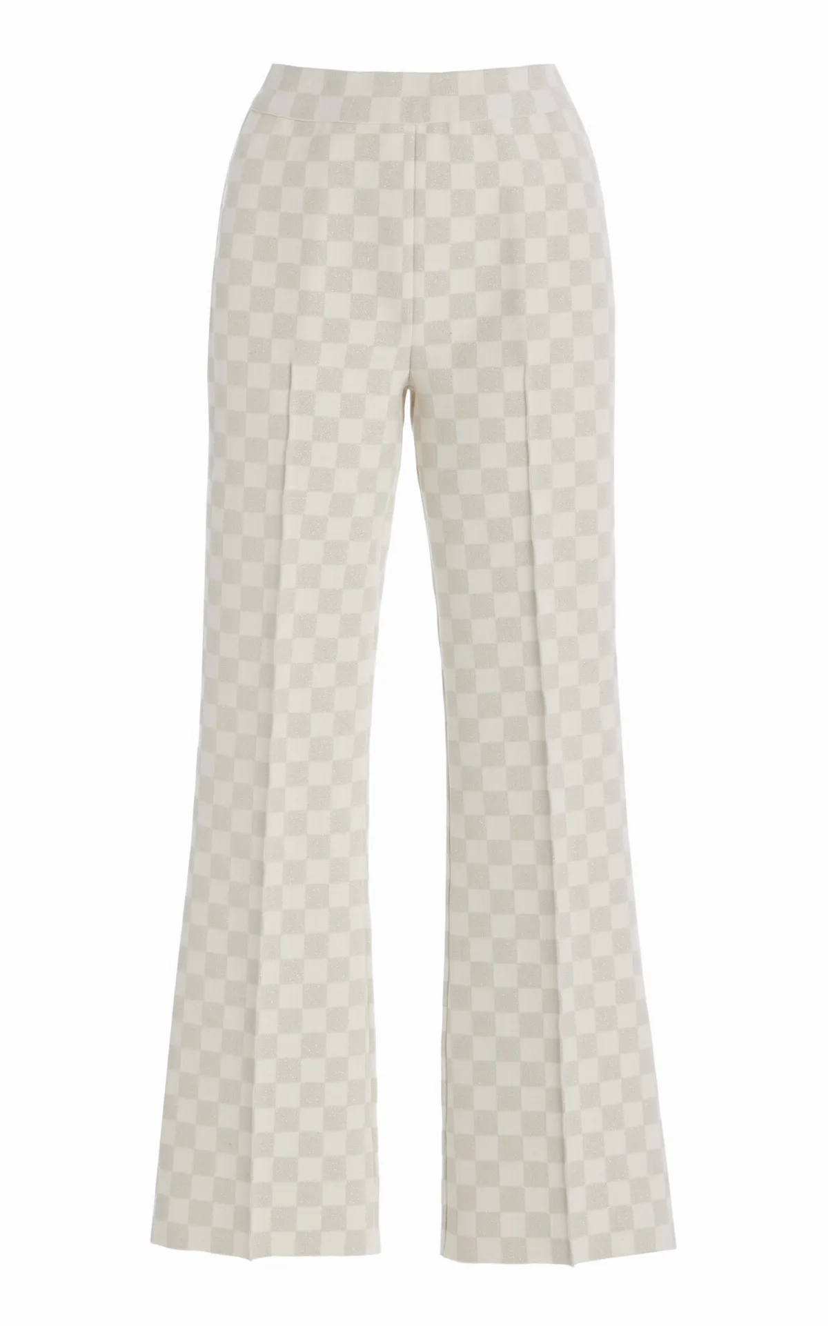 Exclusive Kick Checked Stretch-Cotton Knit Cropped Flared Pants