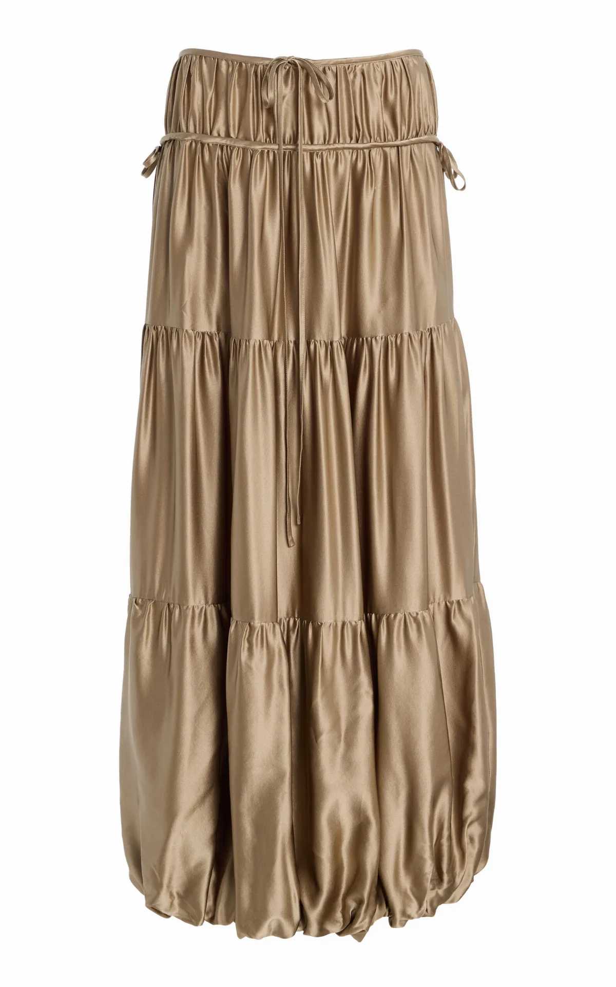 Silk Charmeuse Bubble Maxi Skirt