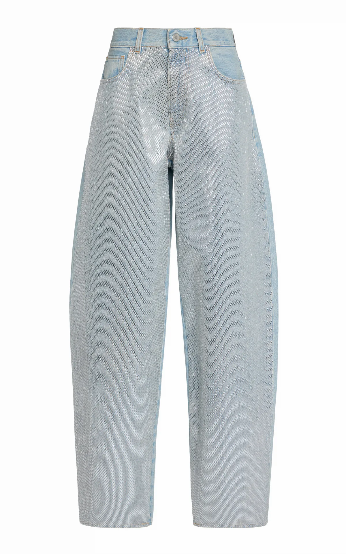Bibi Stapled Rigid High-Rise Barrel-Leg Jeans