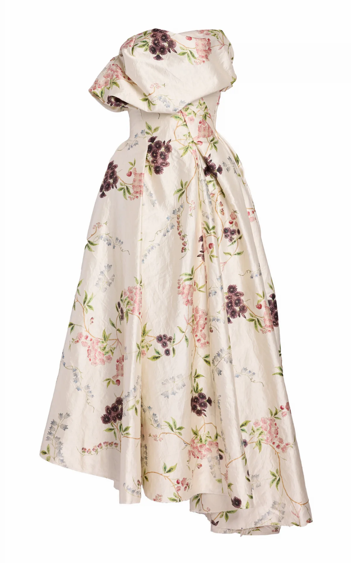 Floral Textured-Satin Midi Dress