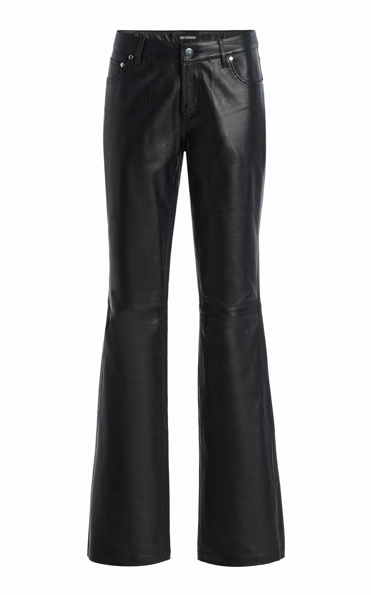 Maria Leather Mid-Rise Bootcut Jeans