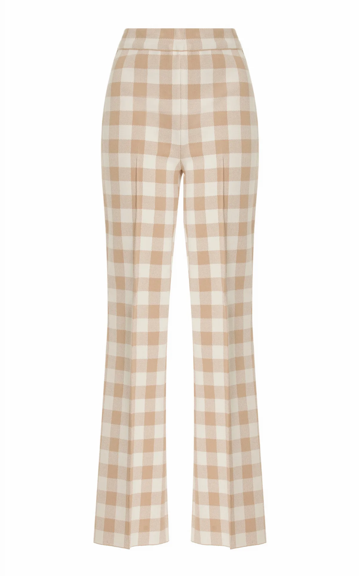 Kick Gingham Stretch-Cotton Knit Cropped Flared Pants