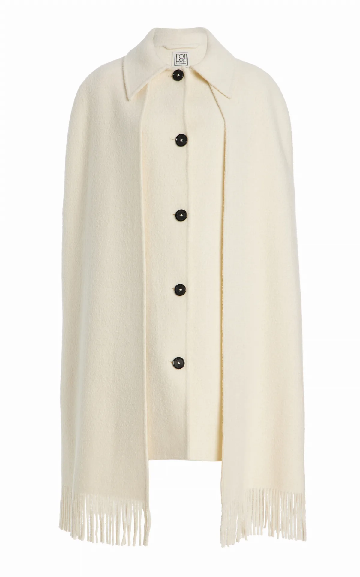 Fringed Wool-Blend Cape Coat