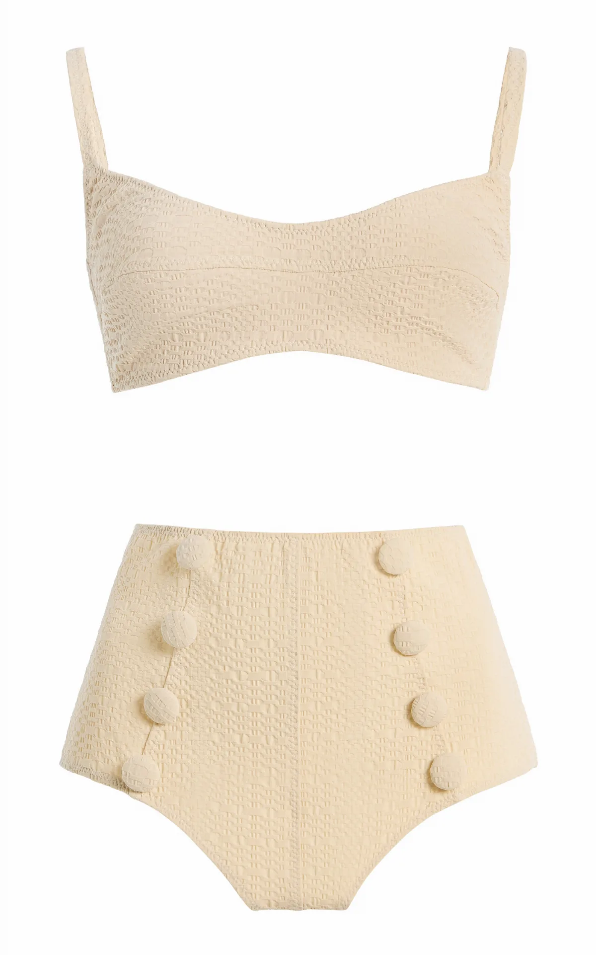 Seersucker Balconette High-Waist Bikini by Lisa Marie Fernandez