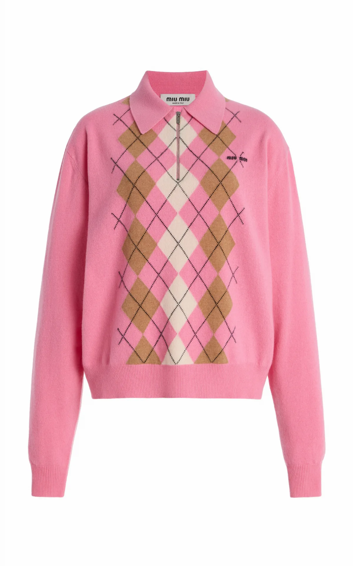 Argyle Cashmere Polo Sweater by Miu Miu