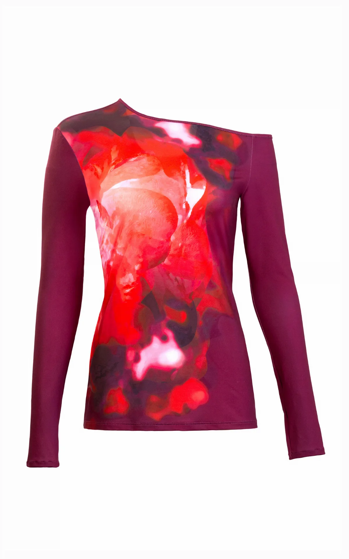 Sabra Asymmetric Floral Jersey Top