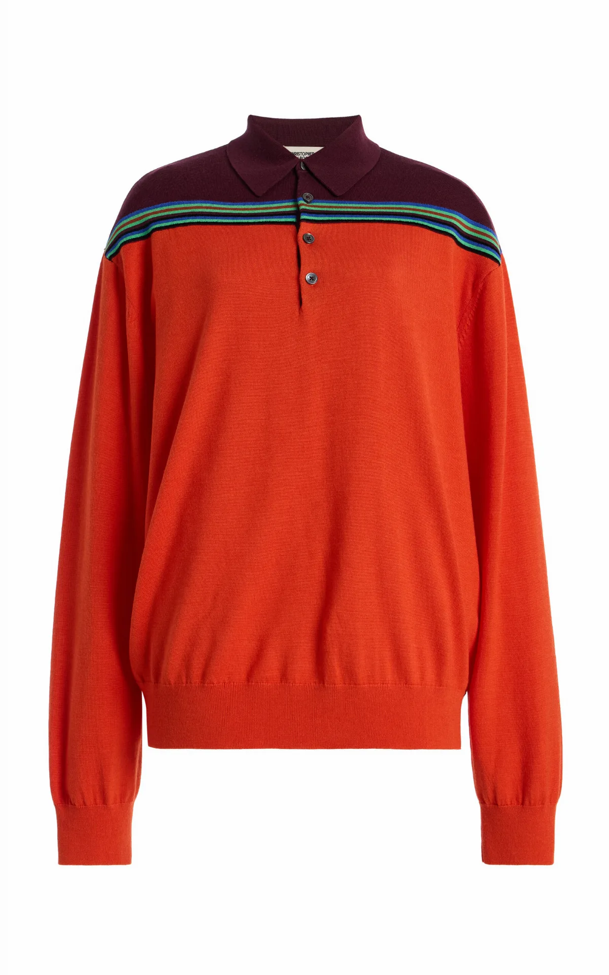 Wool-Silk Color Blocked Polo