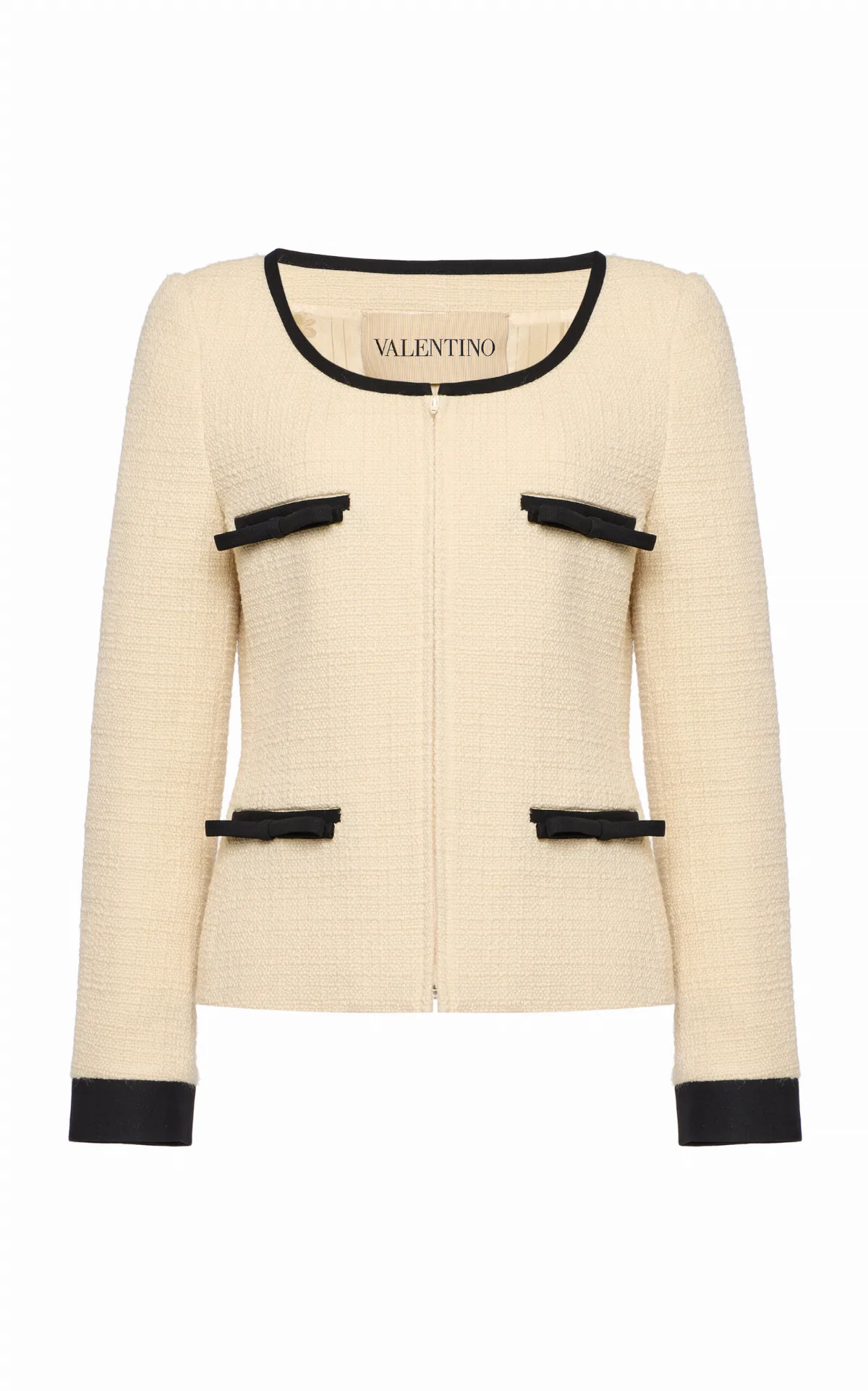 Bow-Detailed Wool-Blend Tweed Jacket