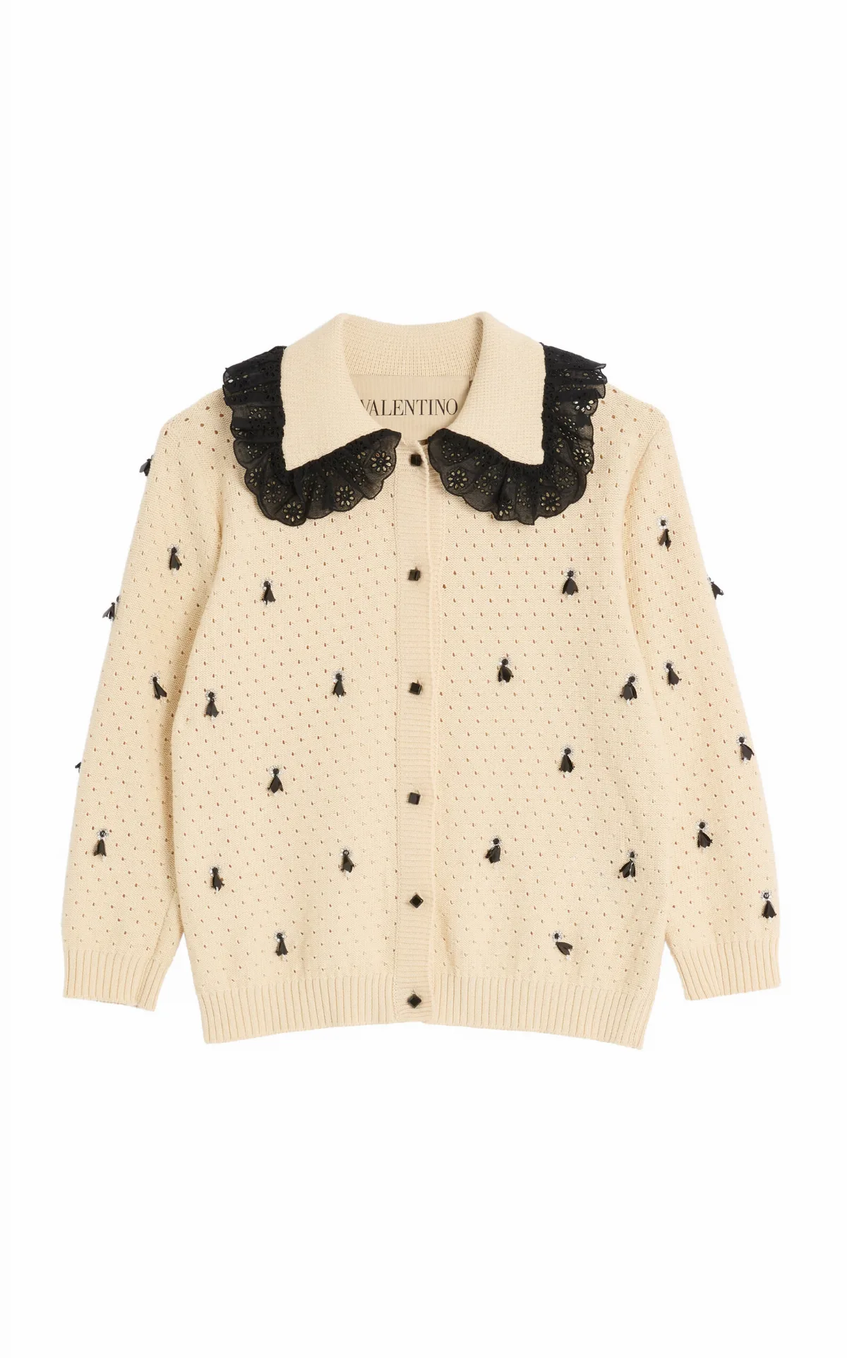 Lace-Trimmed Cotton Cardigan
