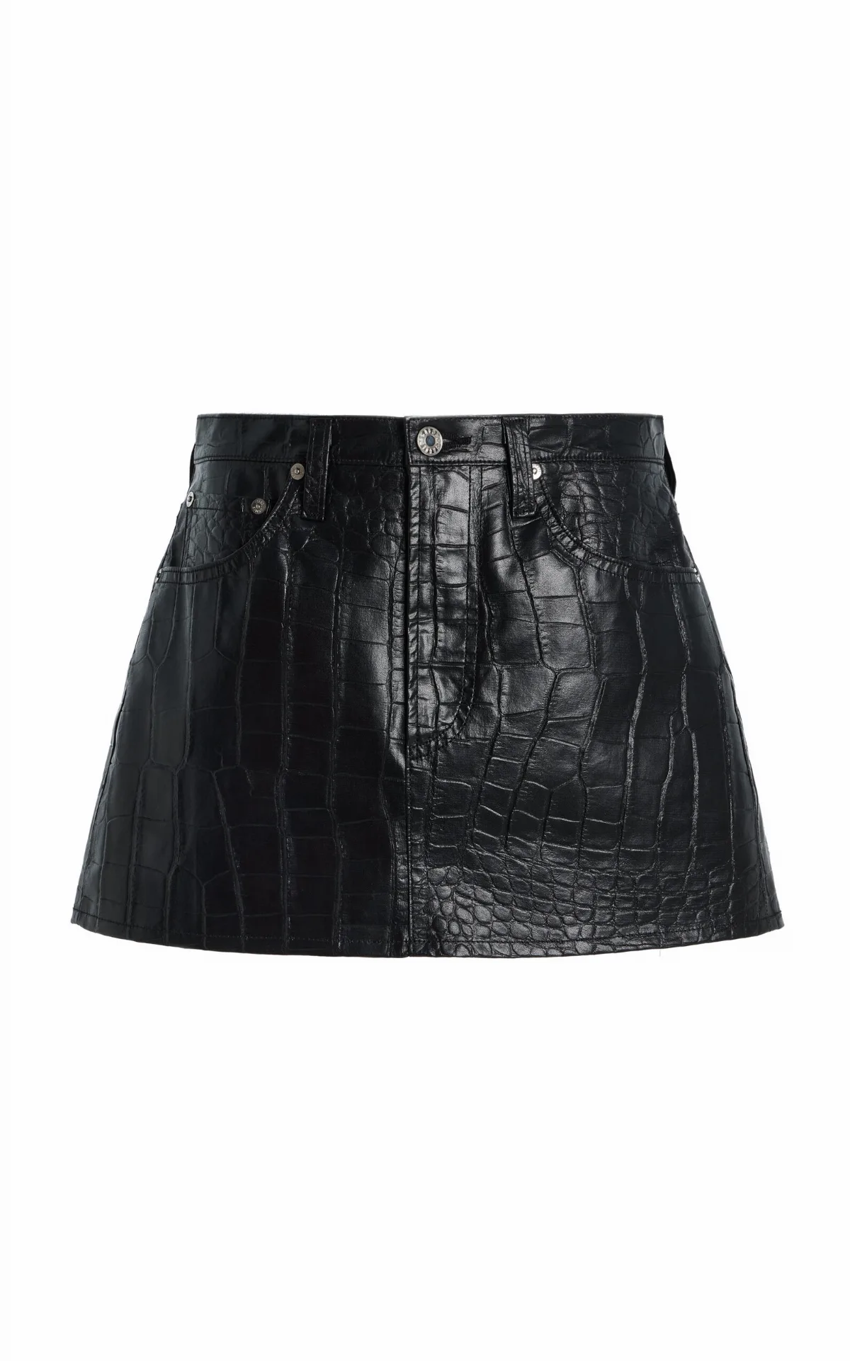 Keira Croc-Effect Faux-Leather Mini Skirt
