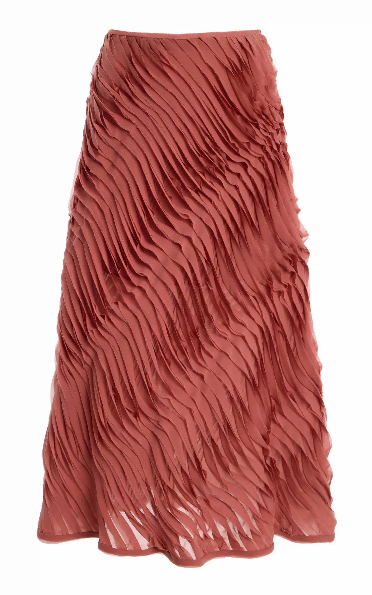 Amiko Pleated Raw-Edge Silk-Blend Midi Skirt