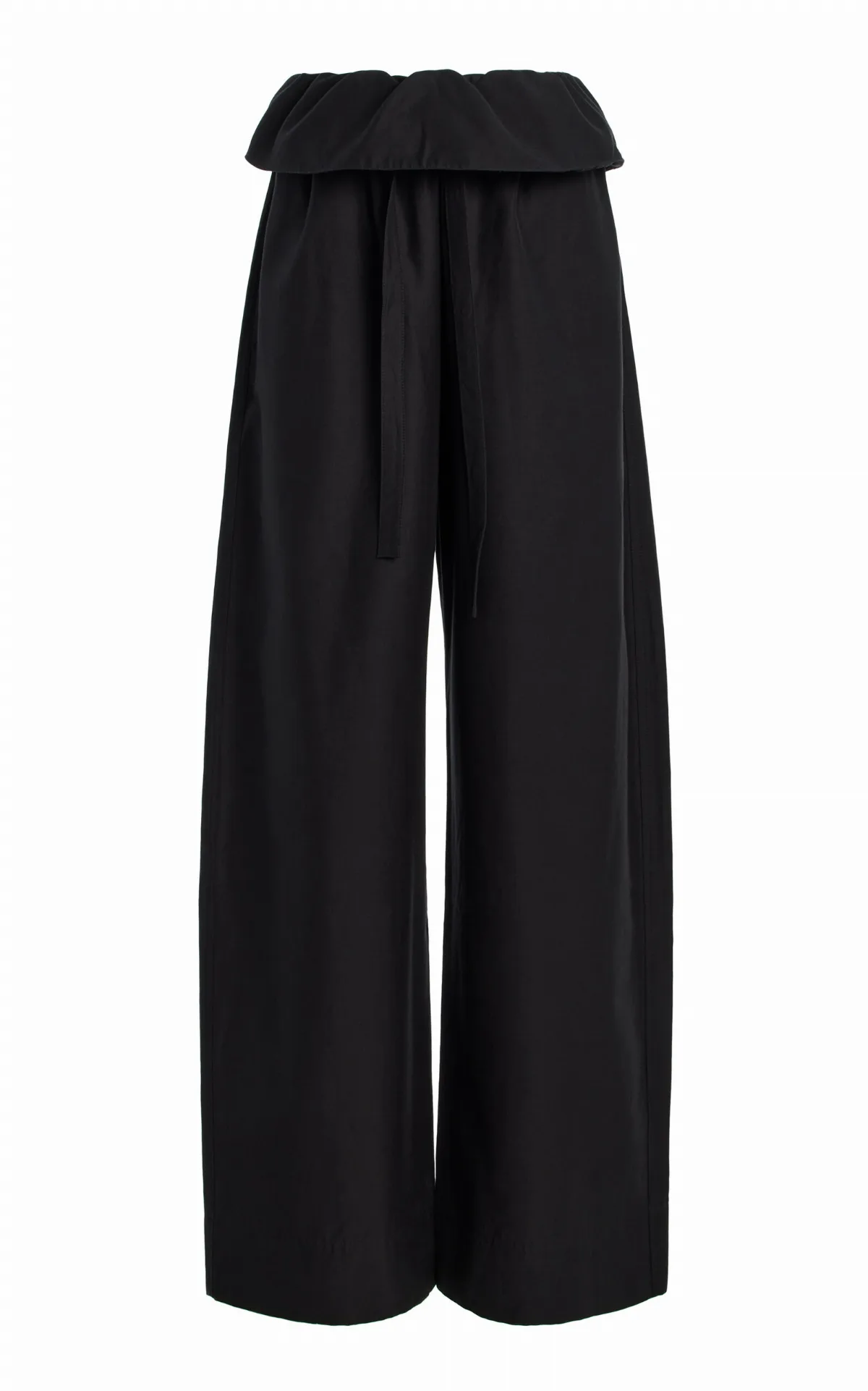 Exclusive Gathered-Waist Cotton-Silk Trousers