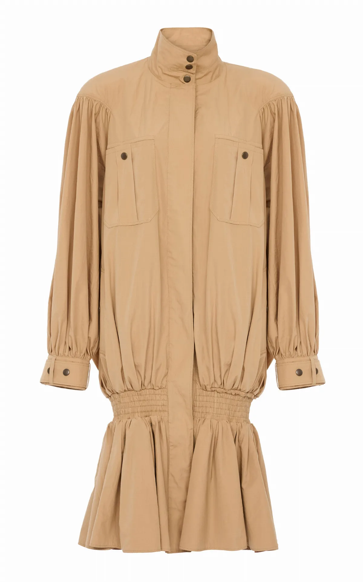 Peplum-Hem Cotton Trench Coat