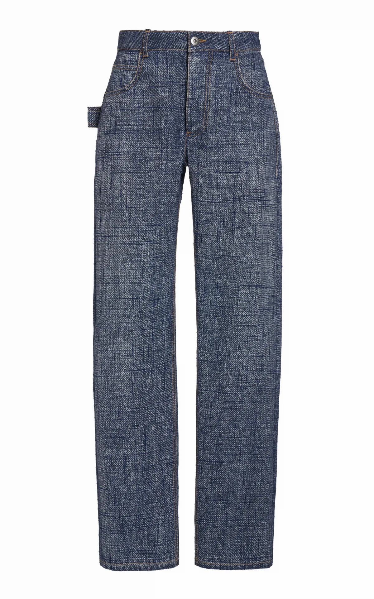 Denim-Print Straight-Leg Trousers