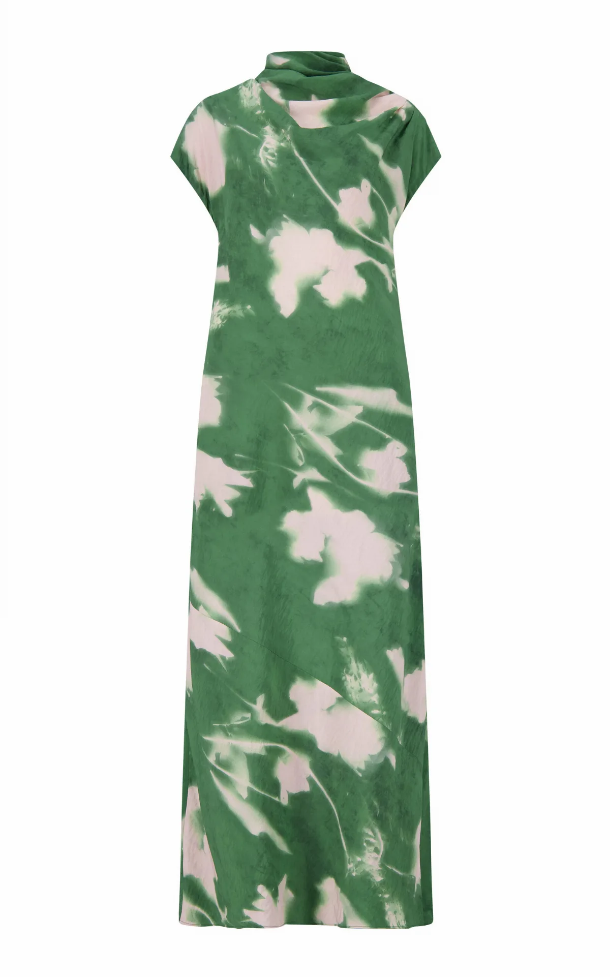 Draped Abstract Floral Crepe Gown