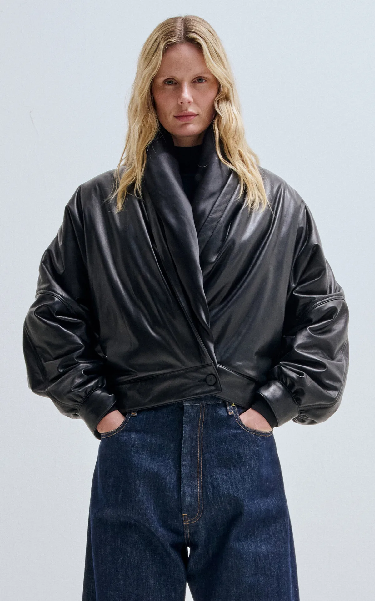 Franca Ruffled Leather Jacket