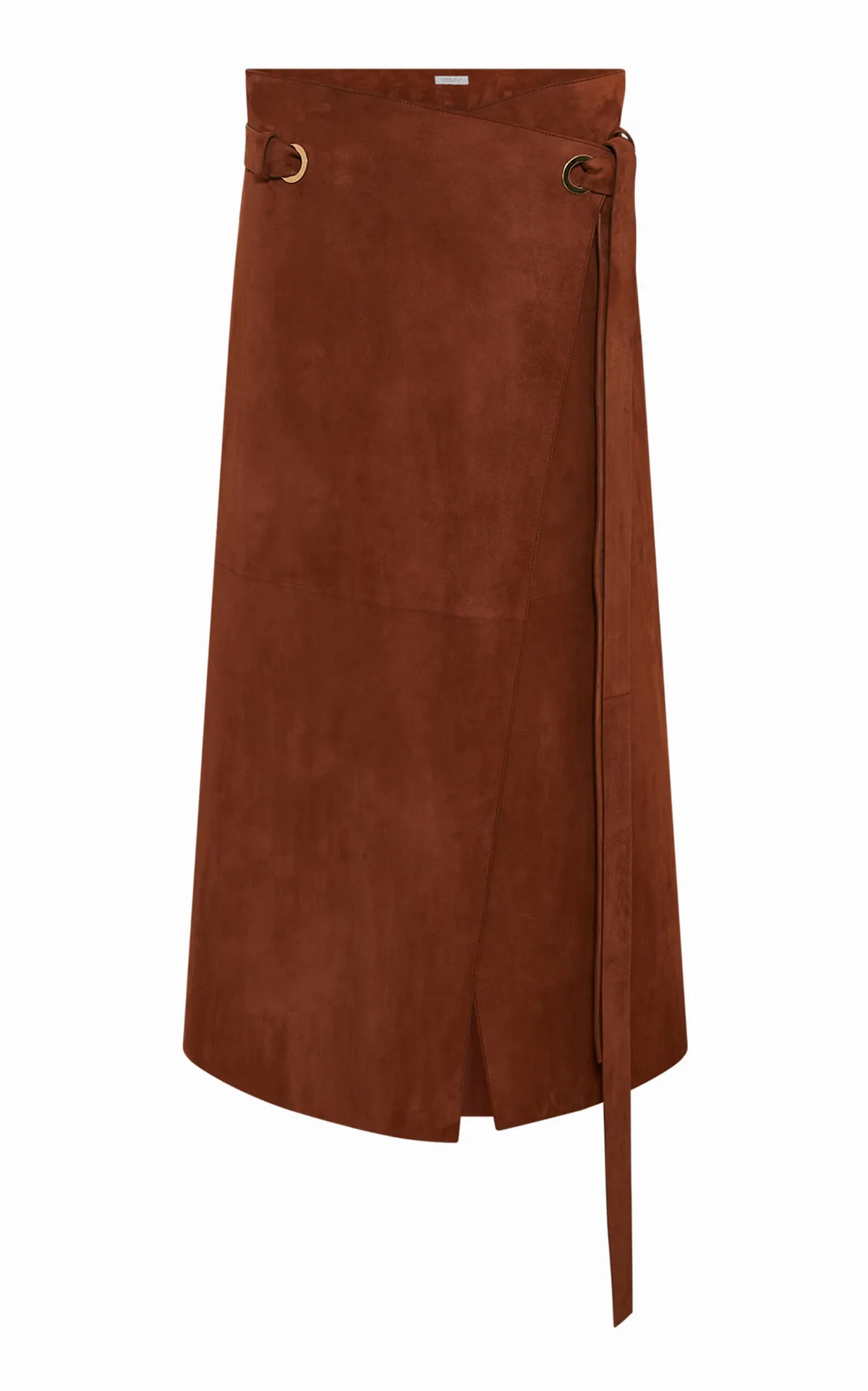 Idalia Belted Suede Midi Wrap Skirt