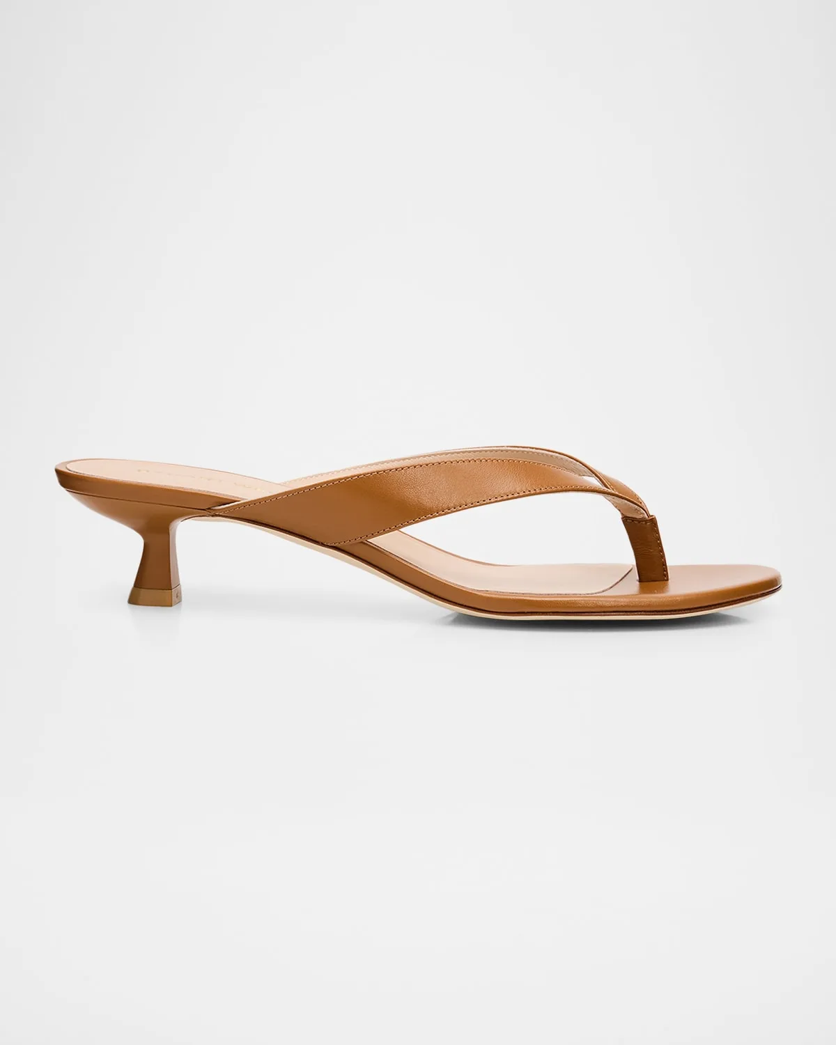Rio Leather Kitten-Heel Thong Sandals