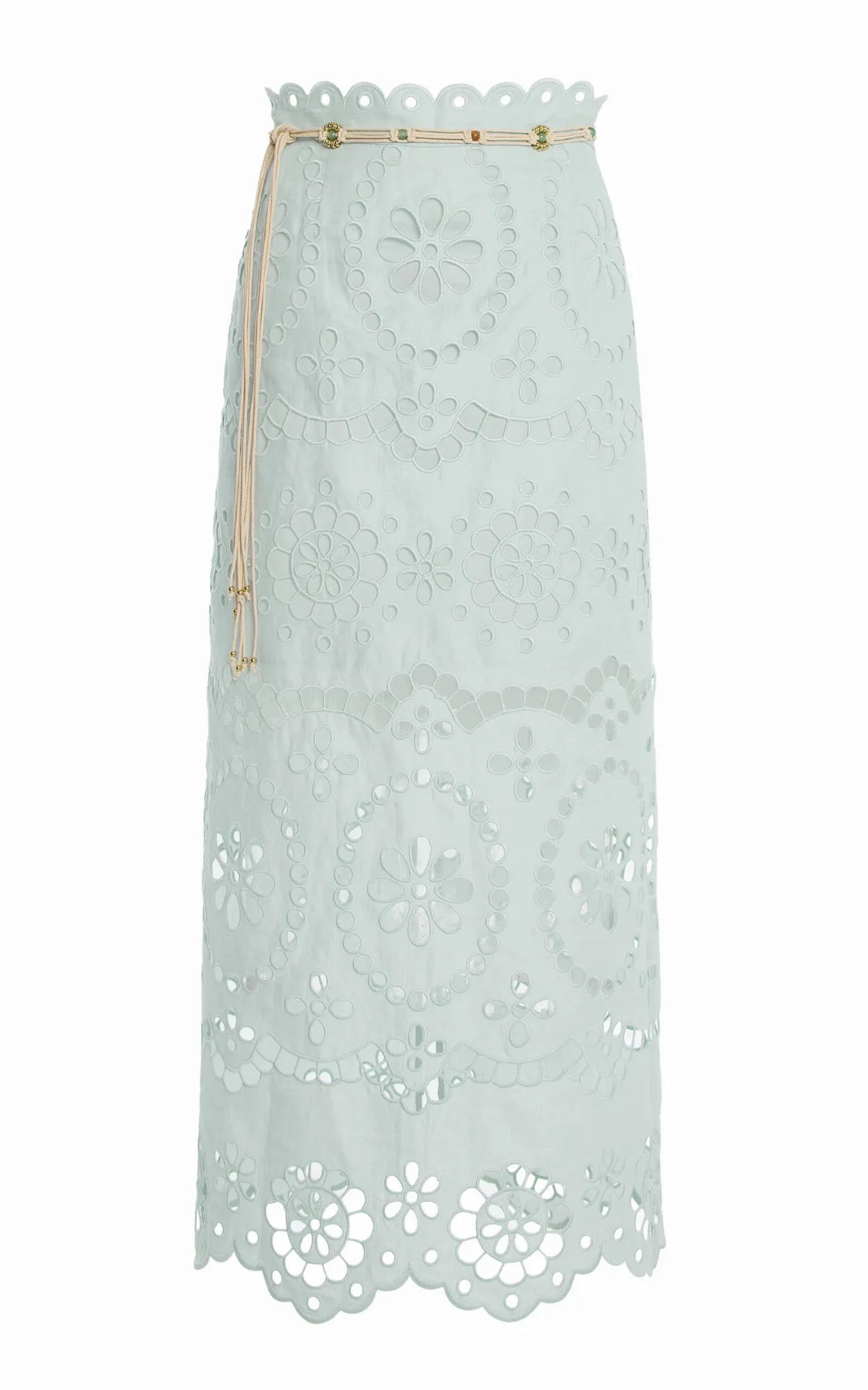 Awaken Embroidered Linen Midi Skirt