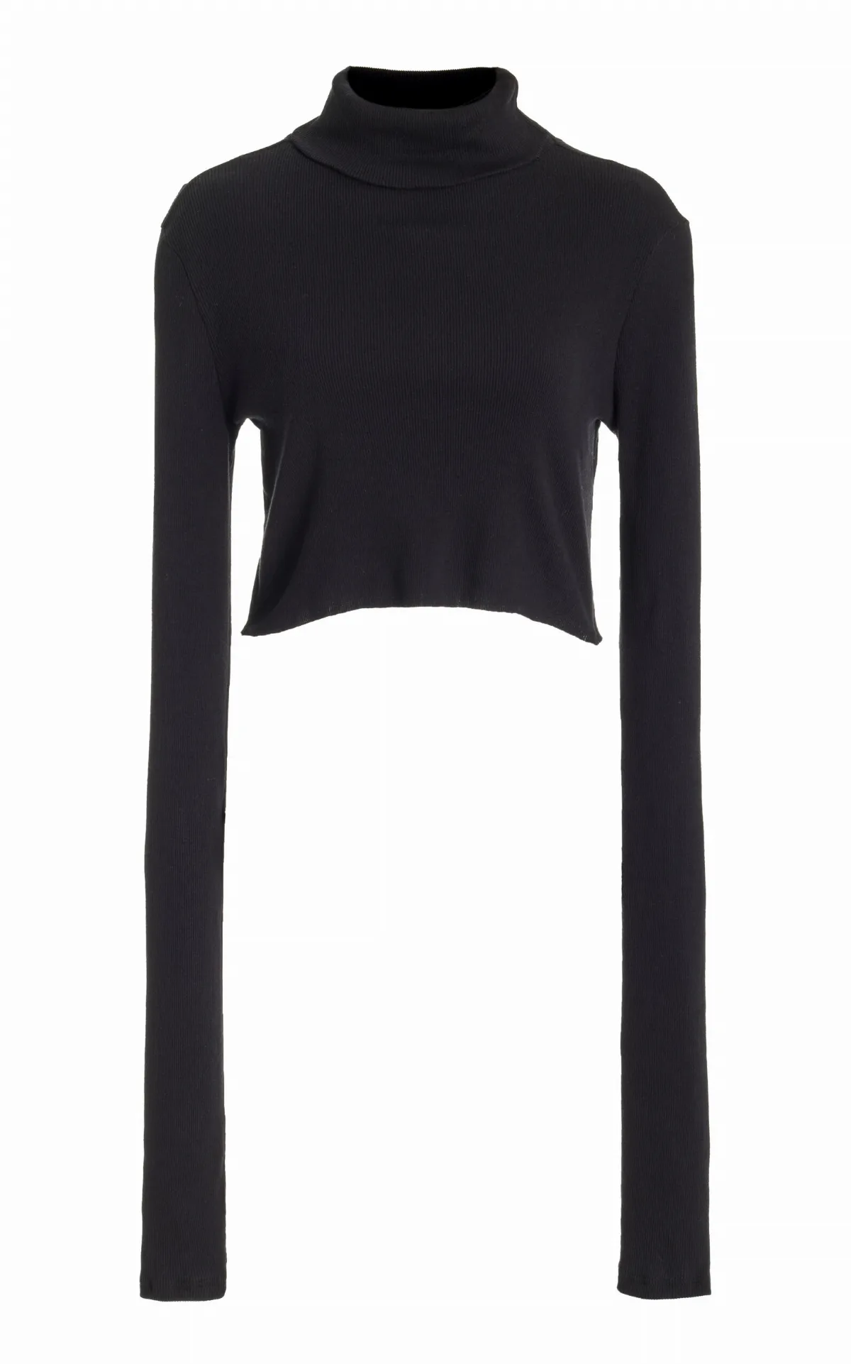 Cropped Cotton-Blend Turtleneck Top