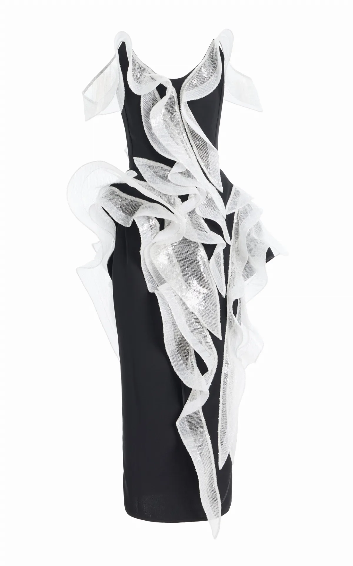 Liora Wave Ruffled Midi Dress