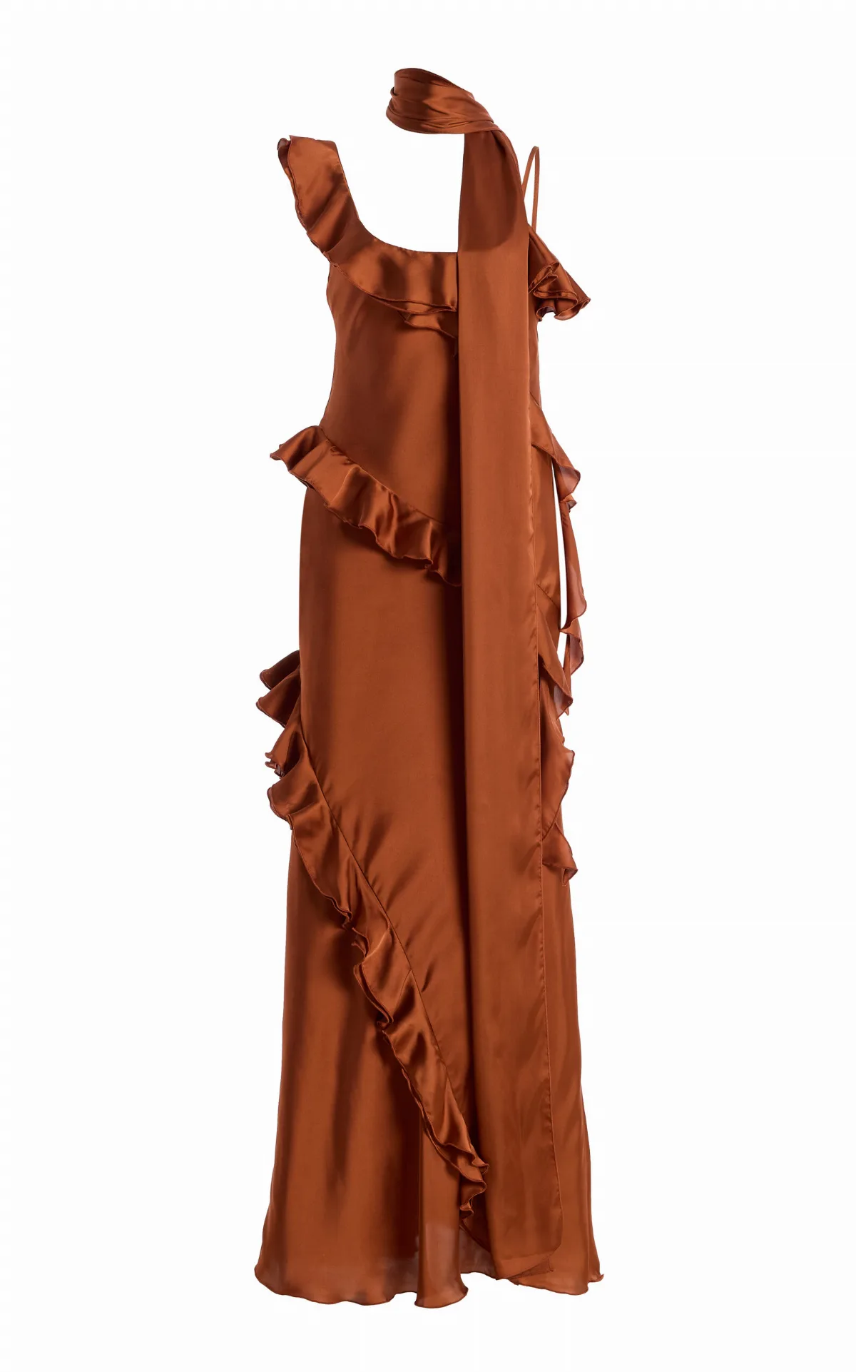 Exclusive Monica Ruffled Satin Maxi Dress