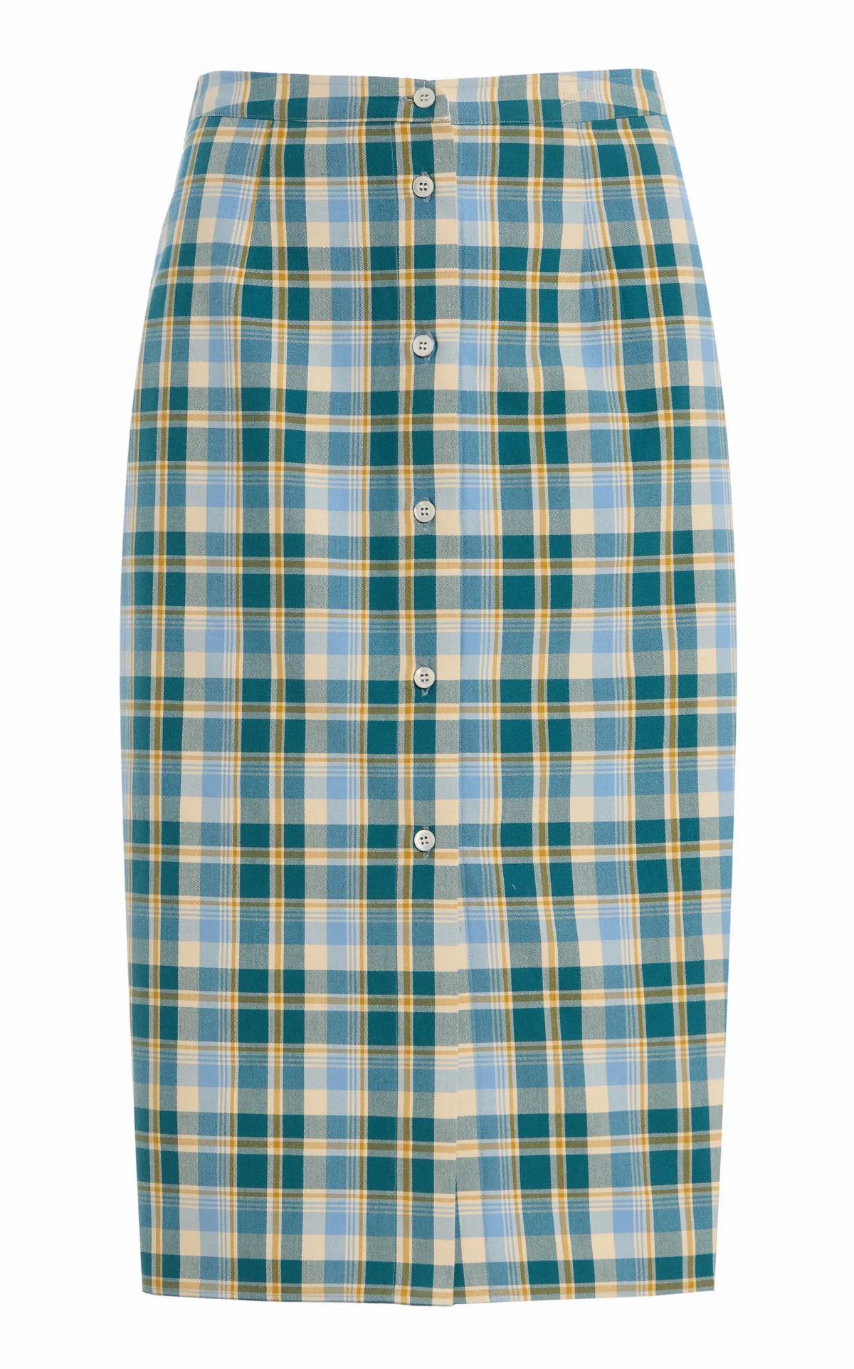 Checked Cotton Midi Skirt