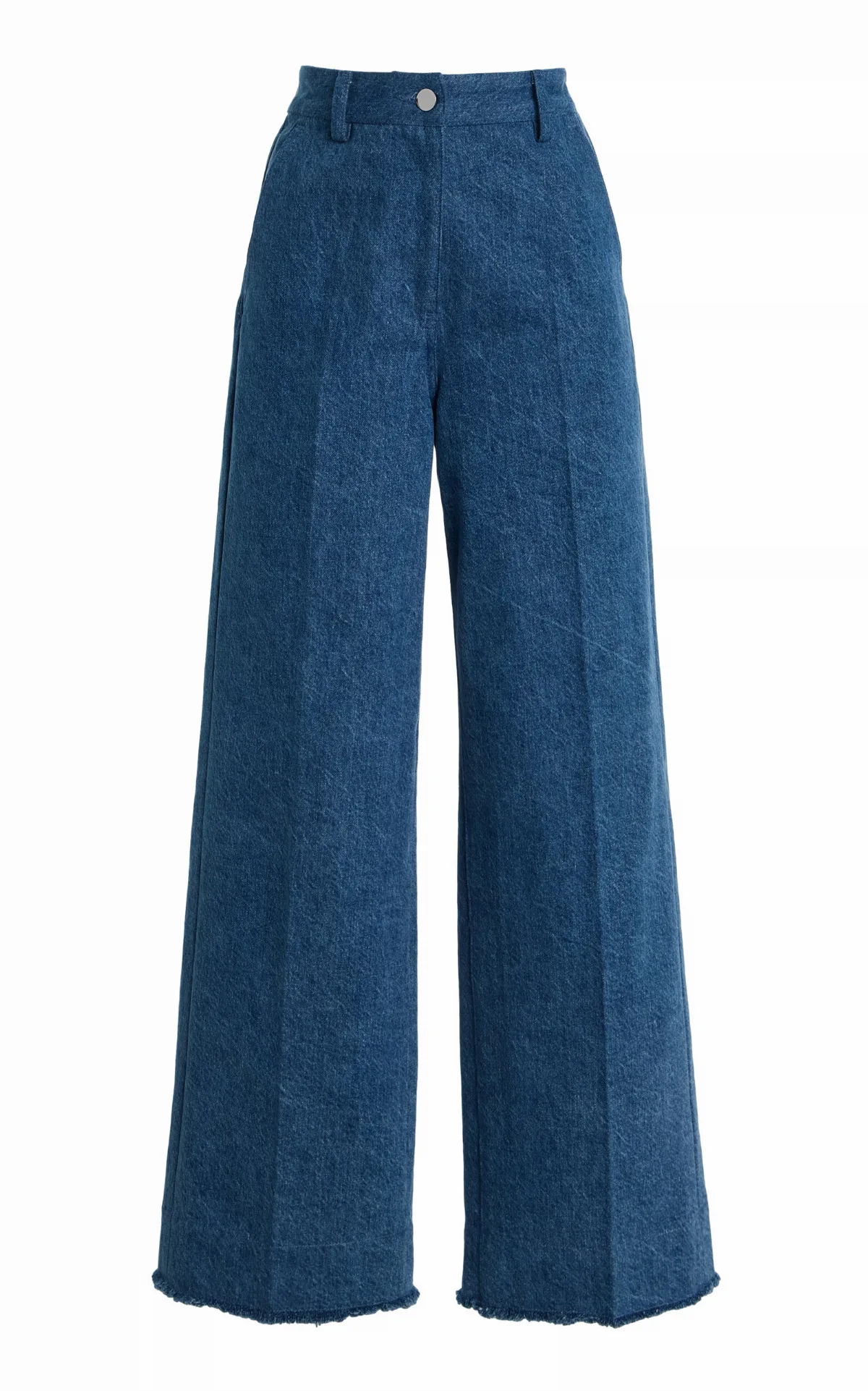 Cropped Wide-Leg Frayed Jeans