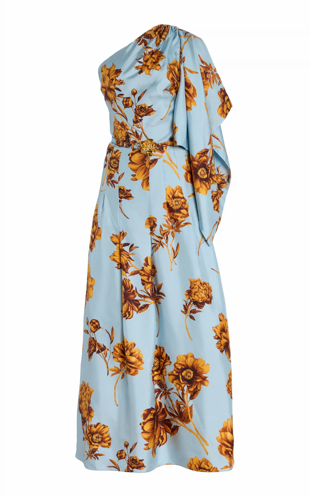 Asymmetric Printed Silk Maxi Dress