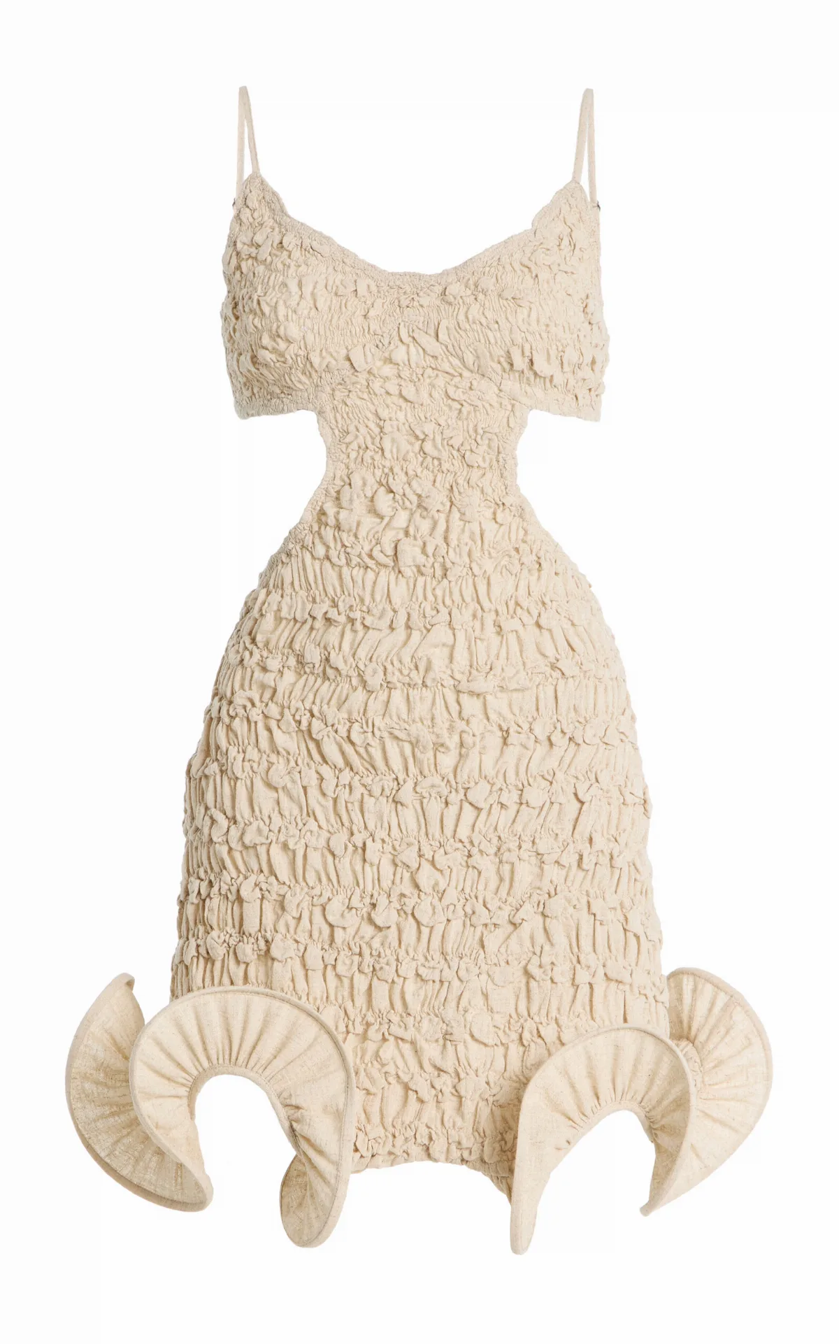 Exclusive Dina Shirred Linen-Blend Mini Dress