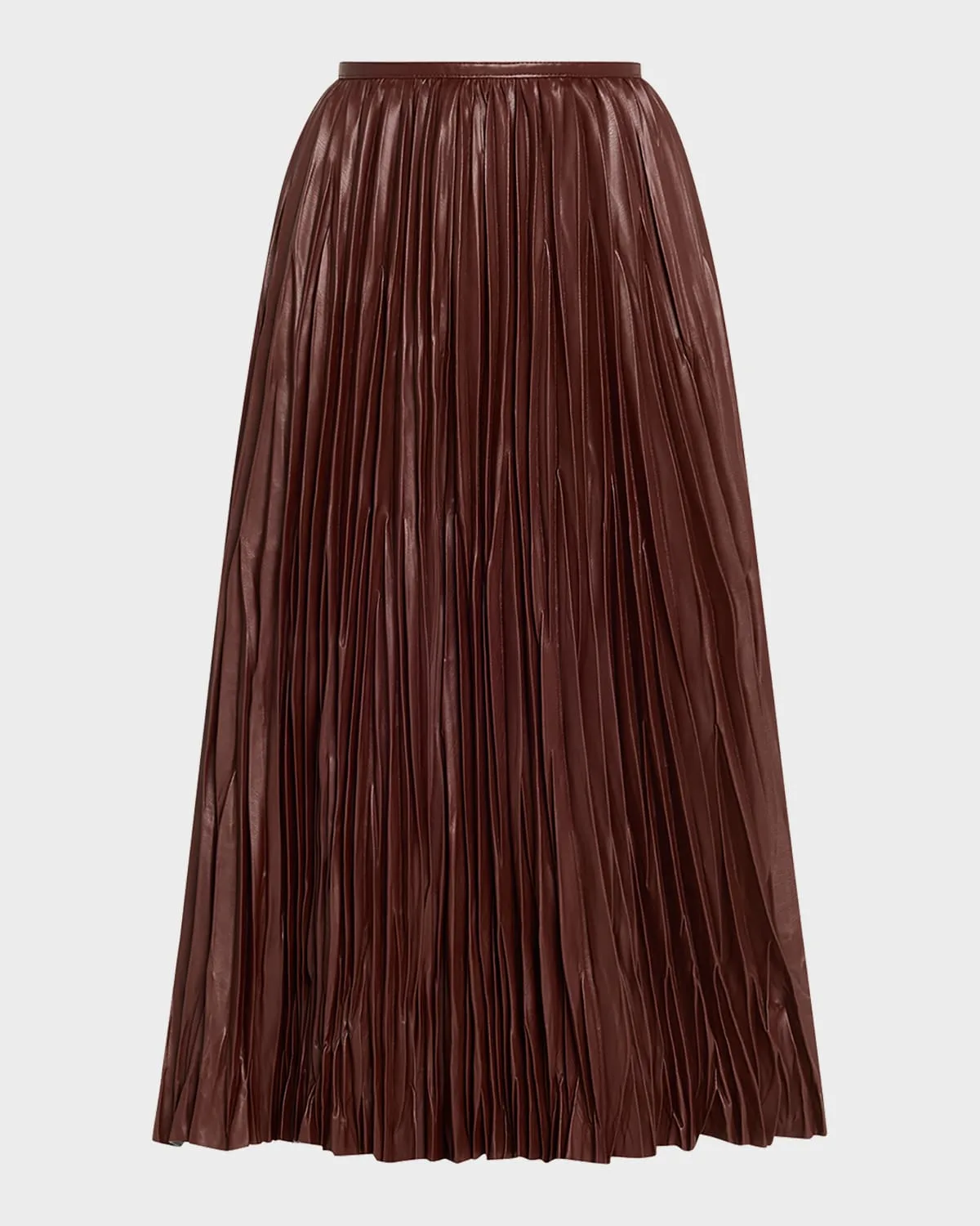 Rosalyn Pleated Vegan Leather Midi Skirt