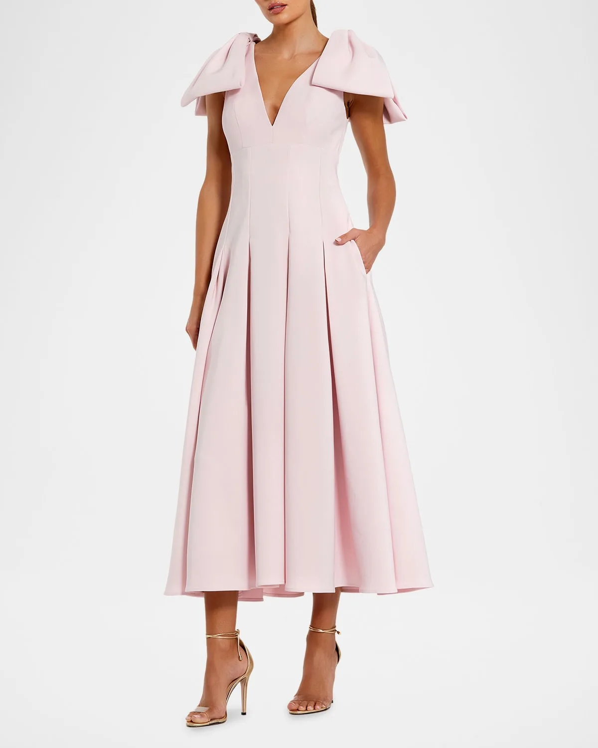 Ieena Crêpe Bow-Strap A-Line Cocktail Dress
