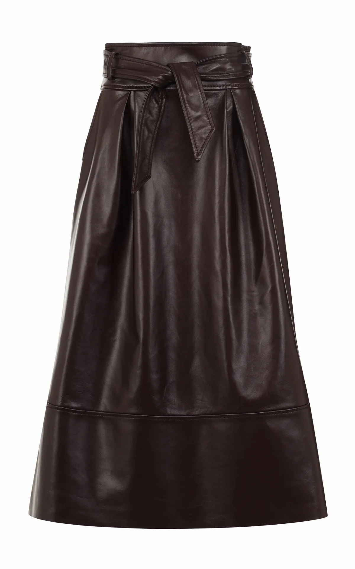 Leather A-line Midi Skirt