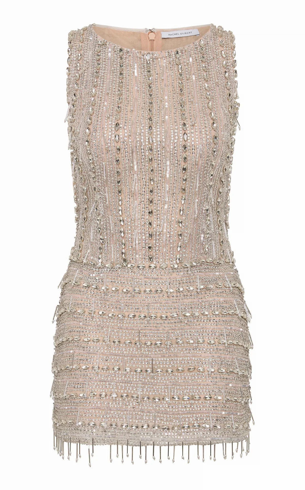Florentine Fringed Crystal Tulle Mini Dress