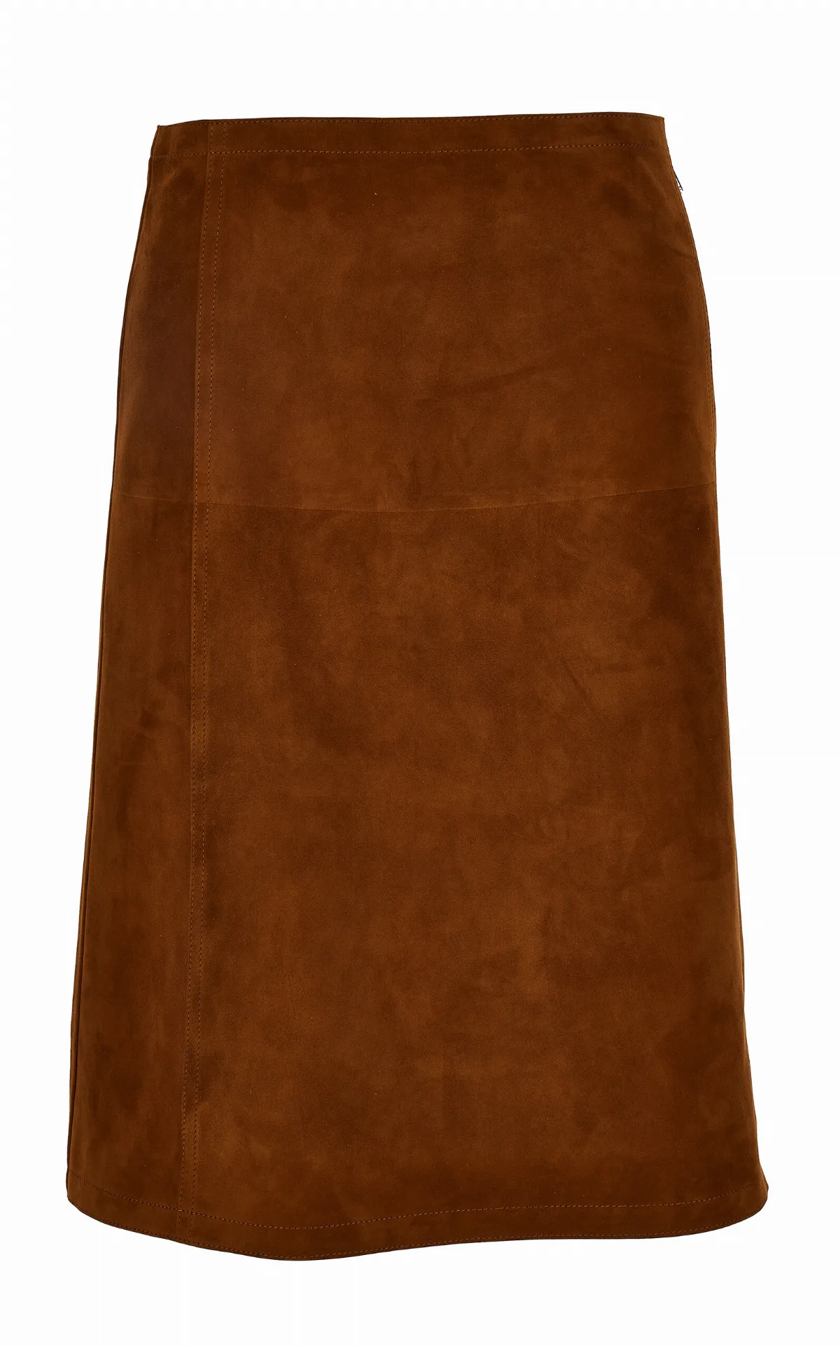 Suede-Effect Leather Knee-Length Skirt