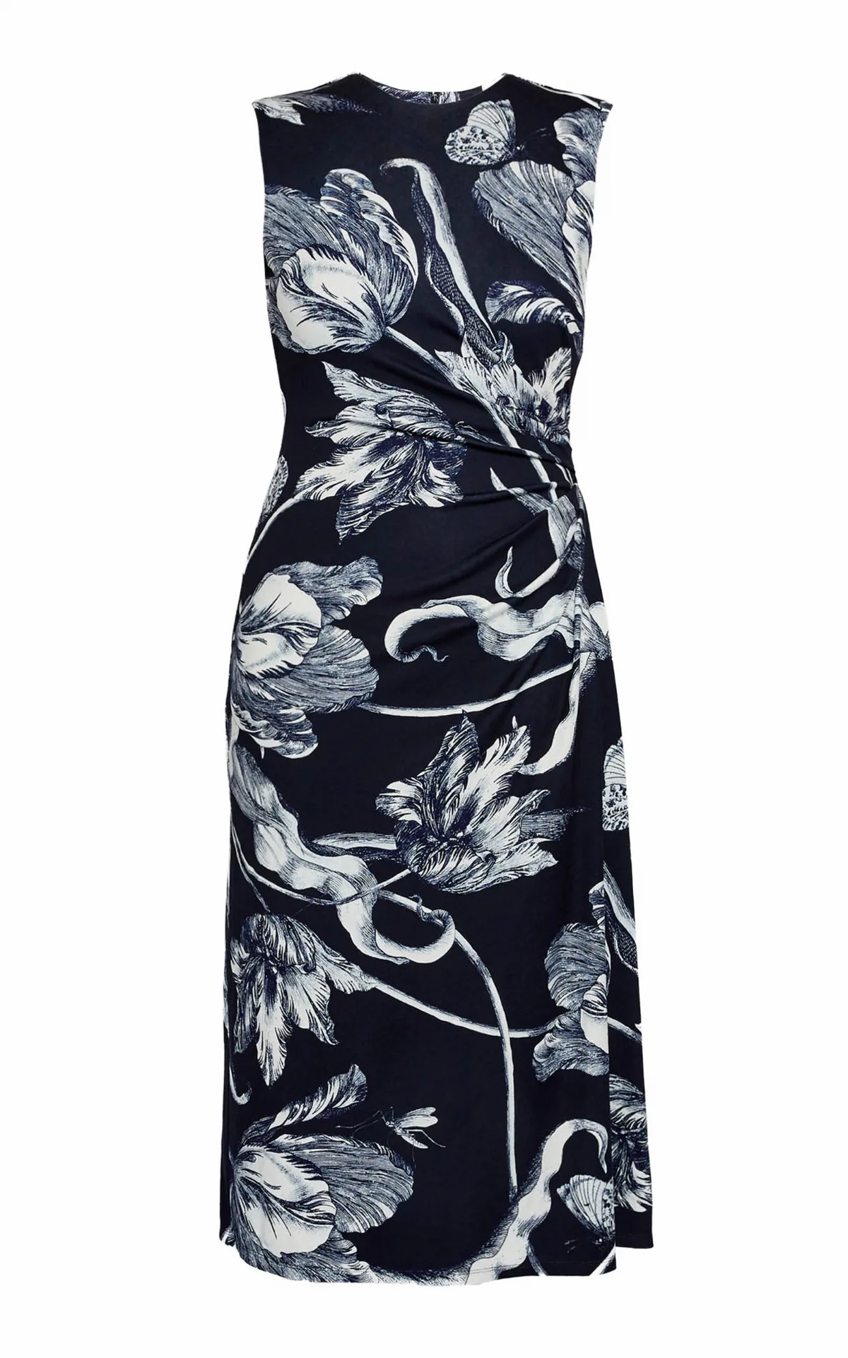 Sleevess Draped Midi Dress